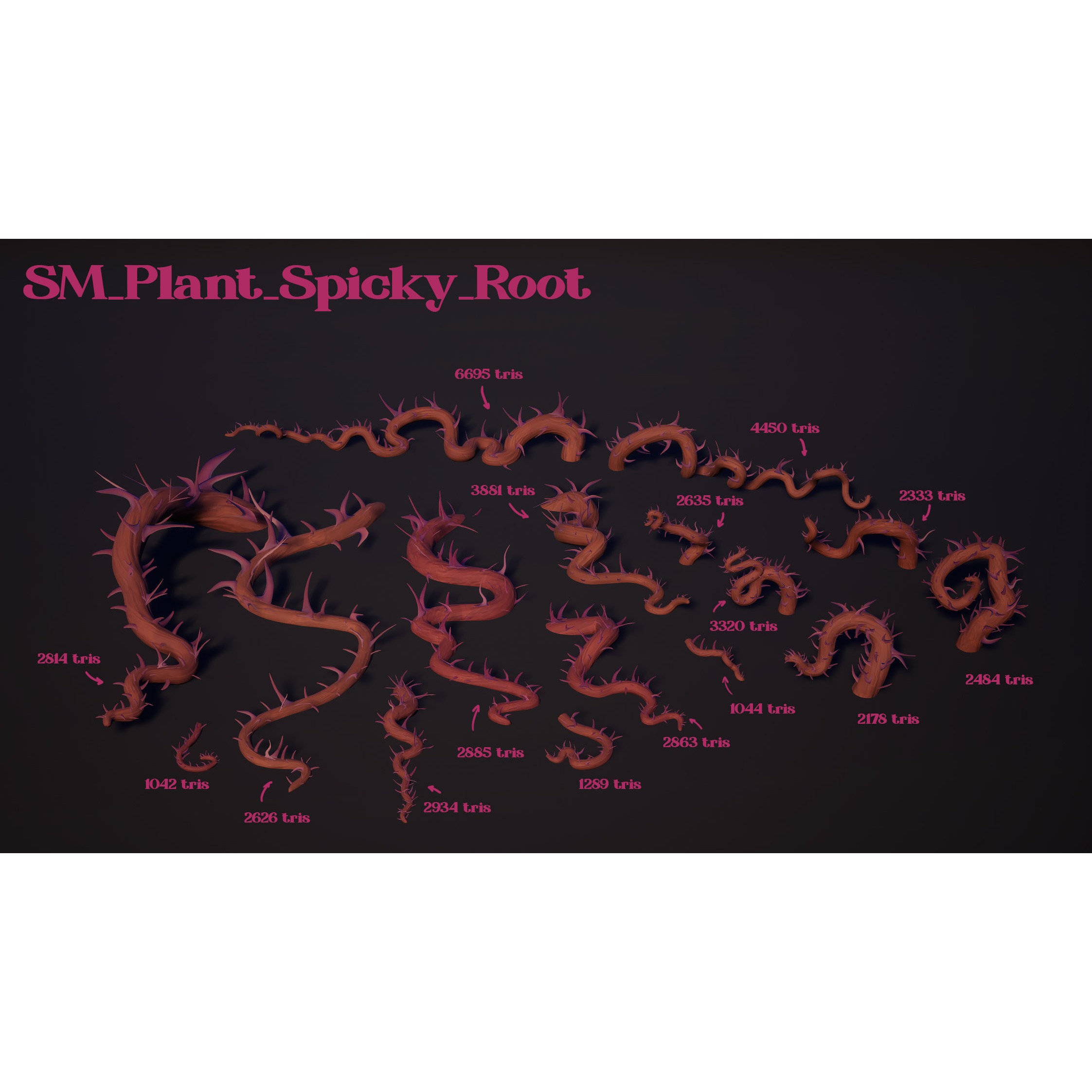 Spiky Plants Pack - Low-Poly Game-Ready 3D Model - View 13