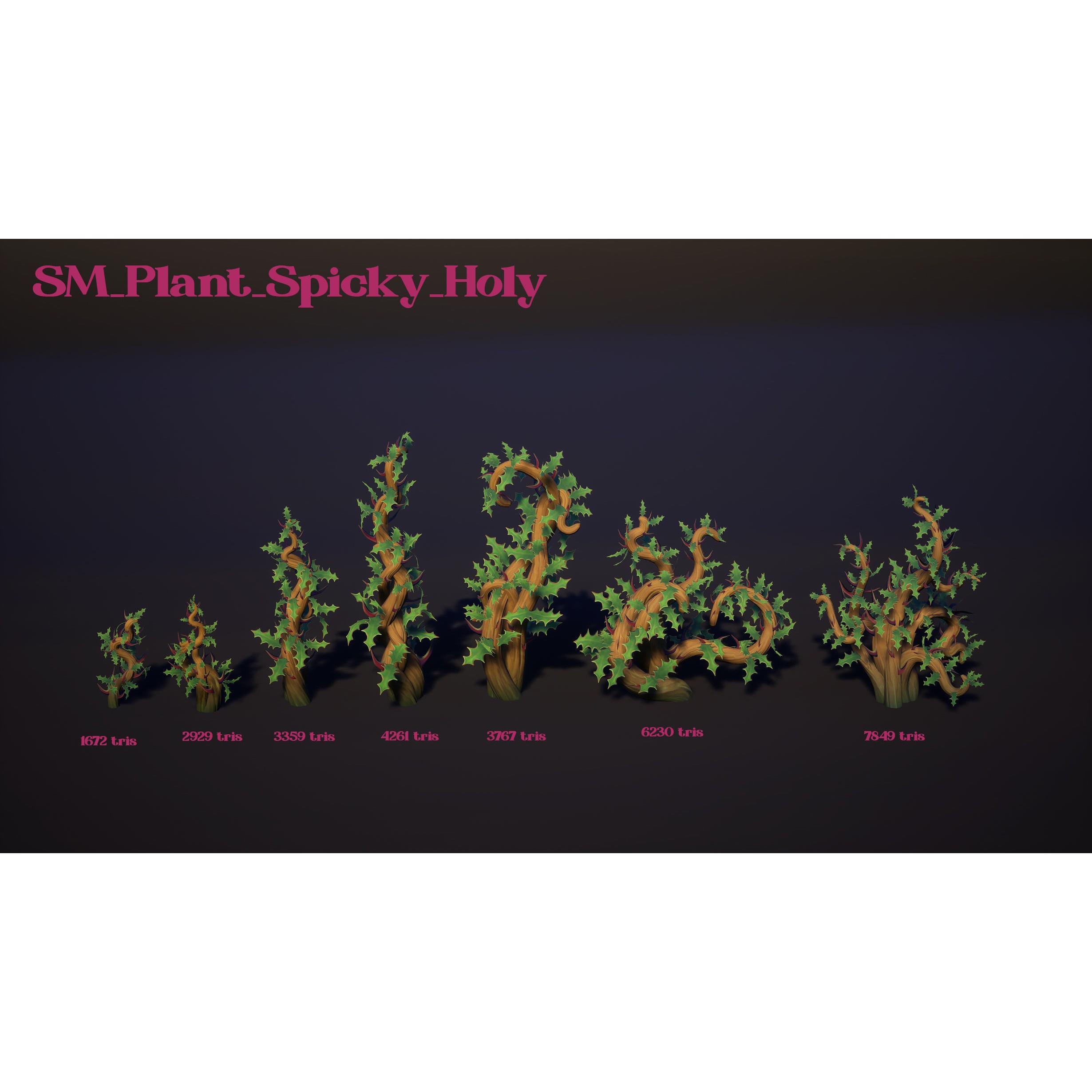 Spiky Plants Pack - Low-Poly Game-Ready 3D Model - View 14