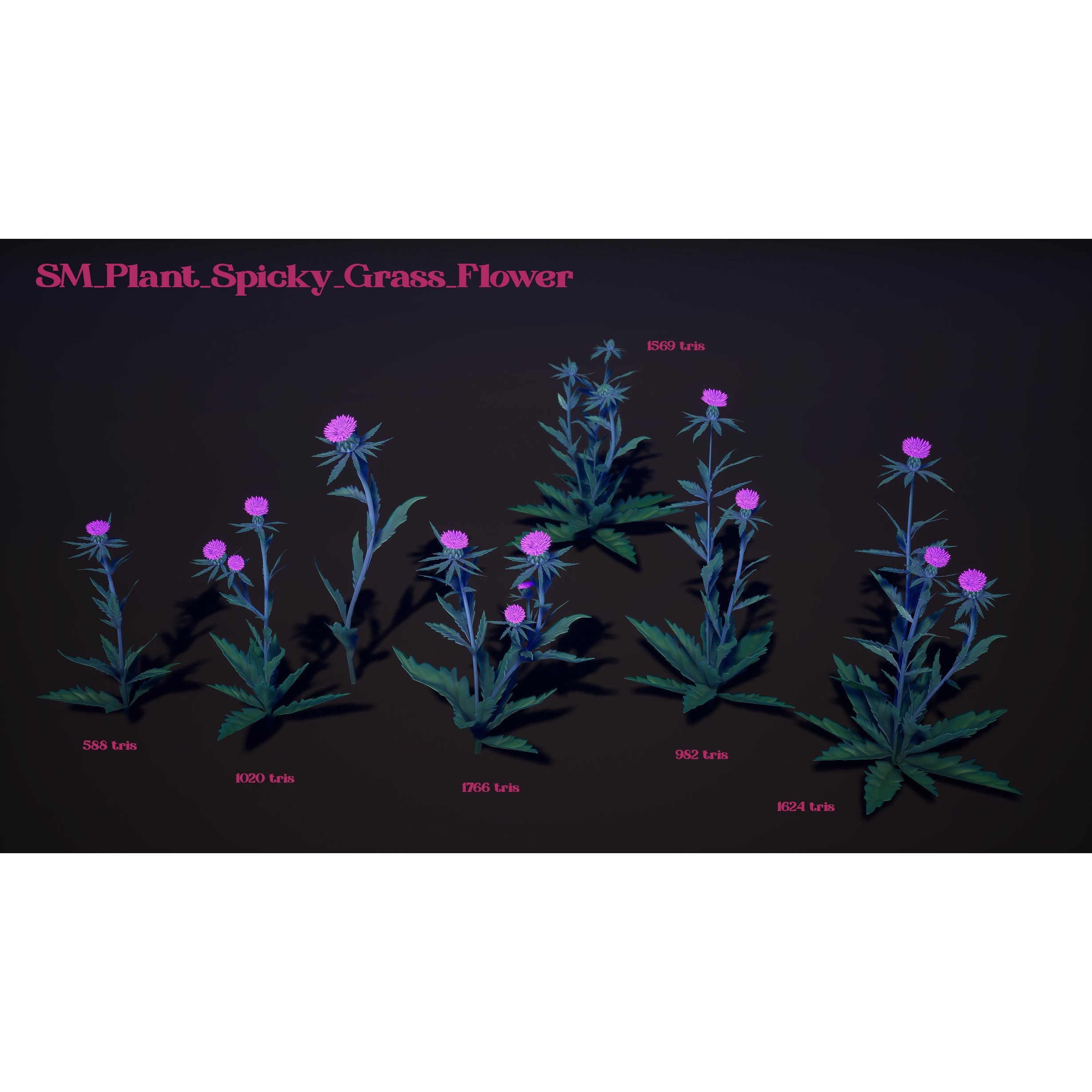 Spiky Plants Pack - Low-Poly Game-Ready 3D Model - View 15