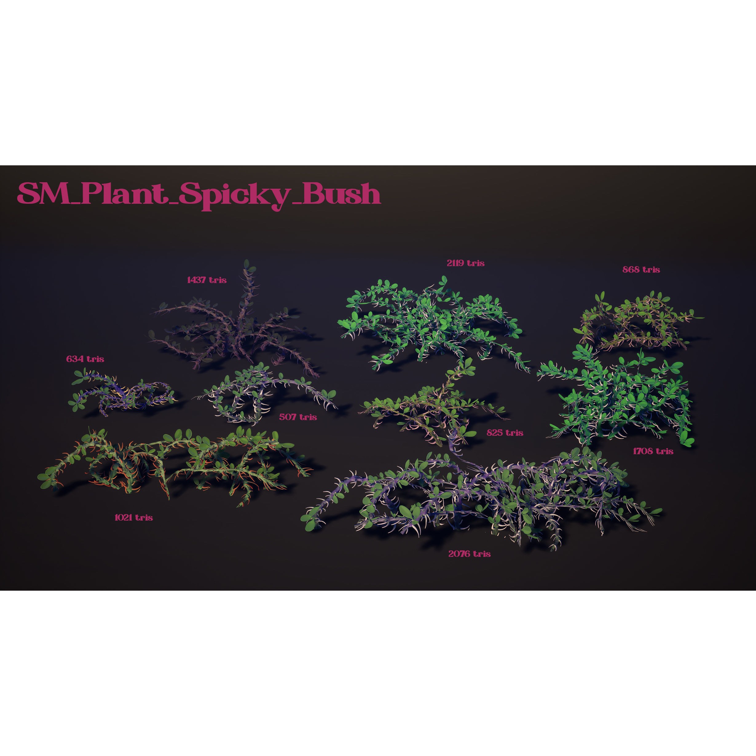 Spiky Plants Pack - Low-Poly Game-Ready 3D Model - View 16