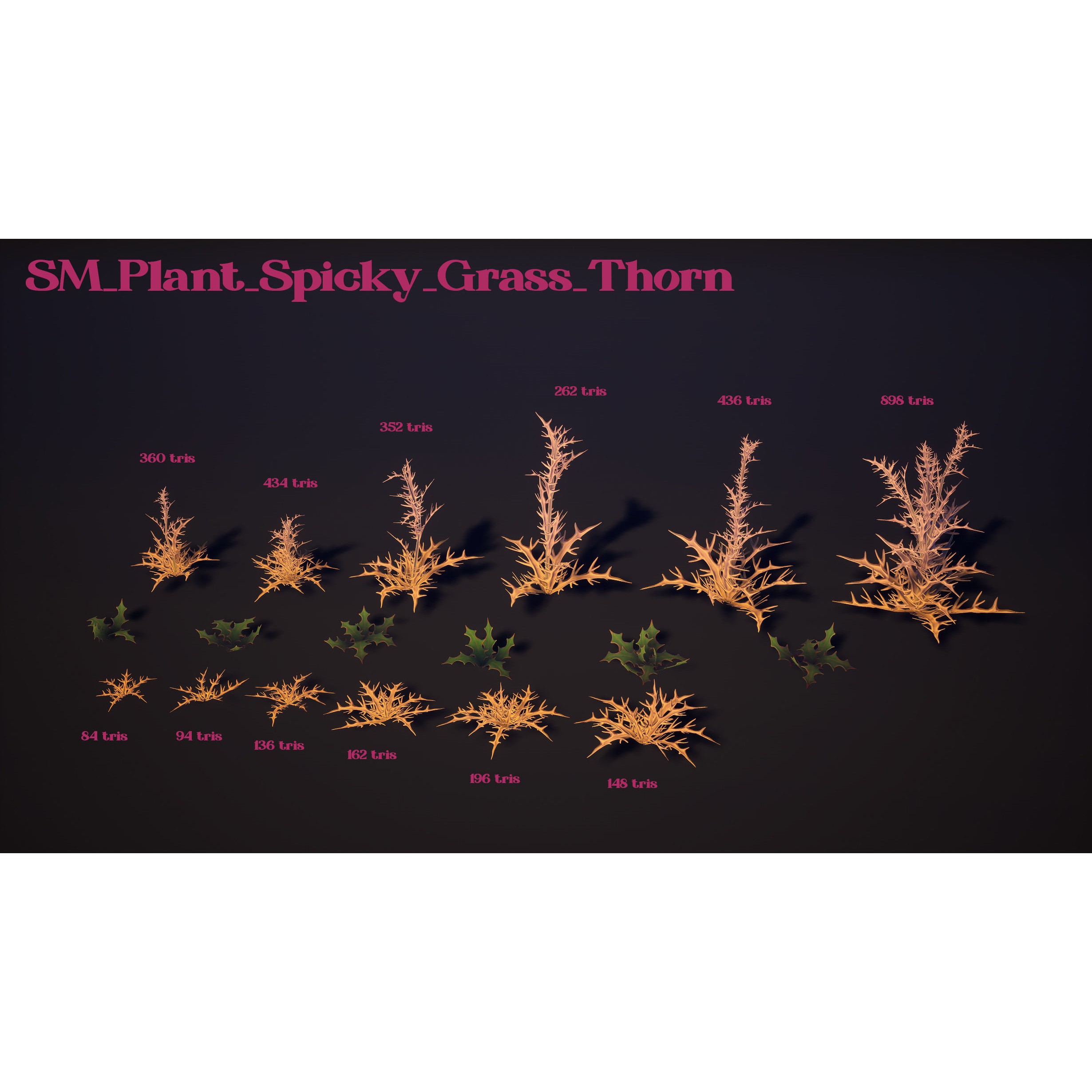 Spiky Plants Pack - Low-Poly Game-Ready 3D Model - View 17