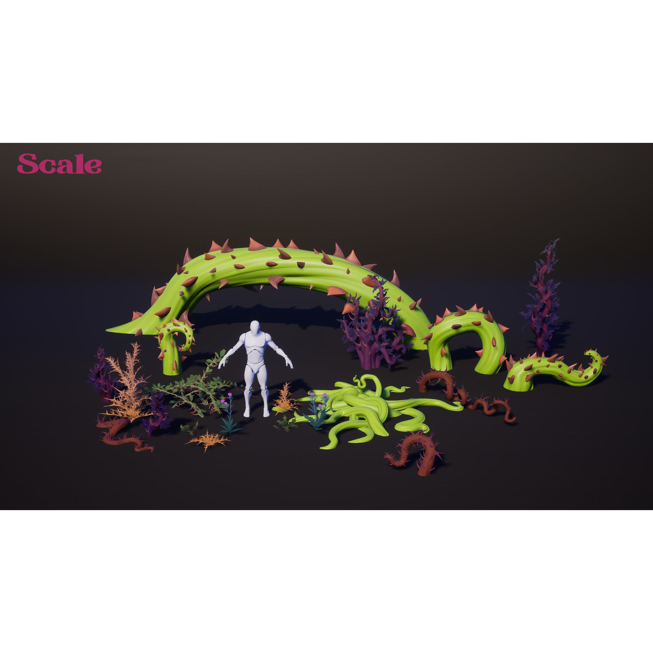 Spiky Plants Pack - Low-Poly Game-Ready 3D Model - View 18
