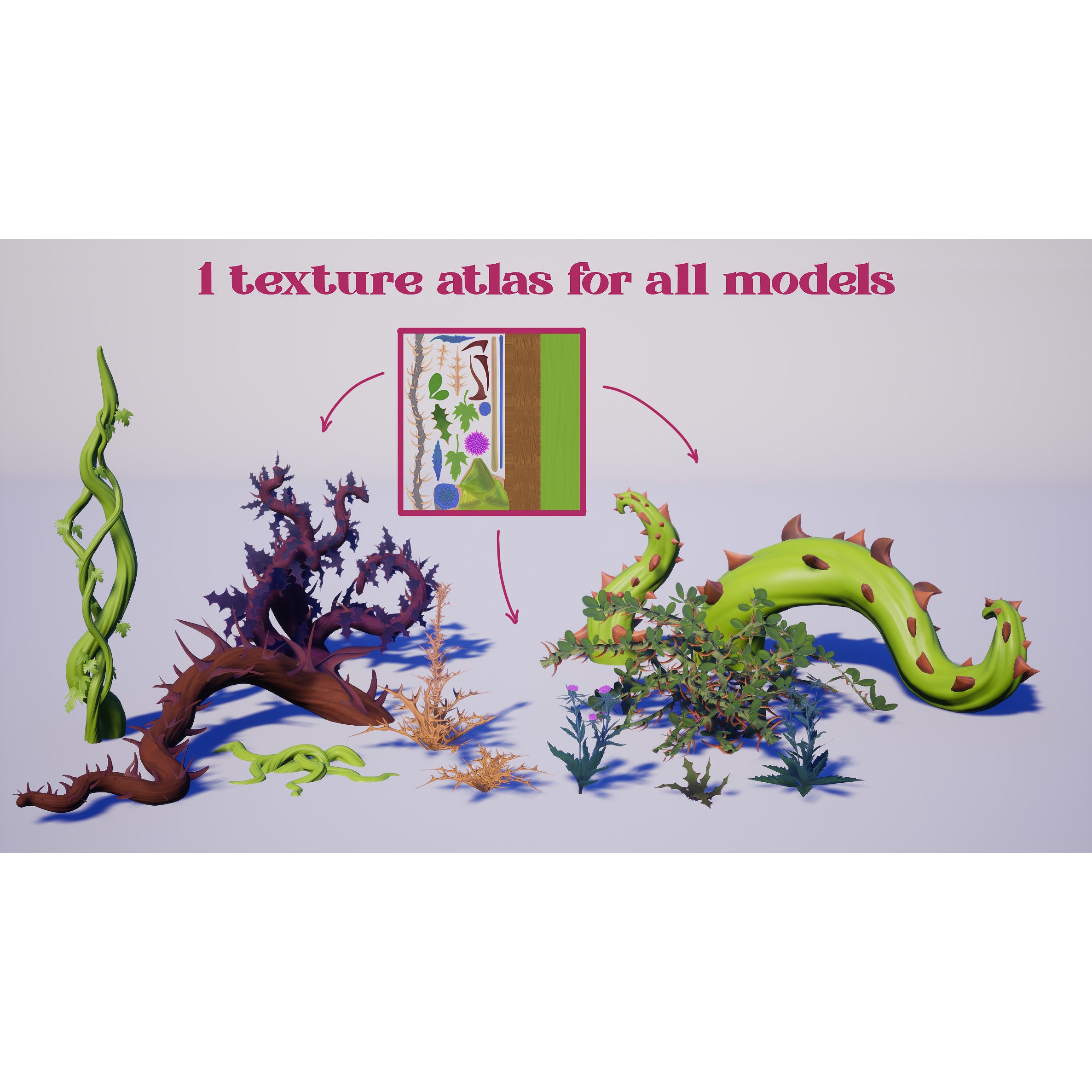 Spiky Plants Pack - Low-Poly Game-Ready 3D Model - View 25