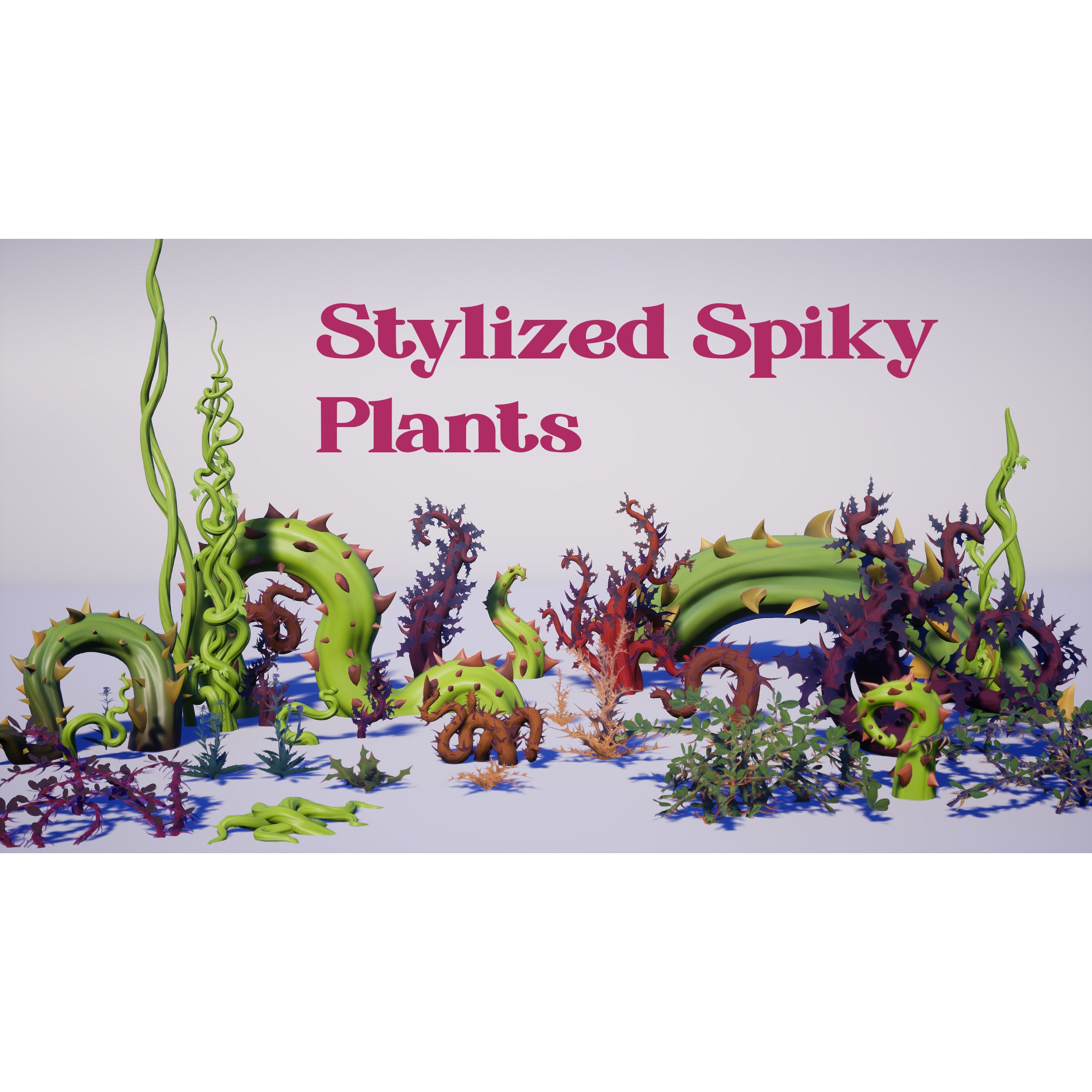 Spiky Plants Pack - Low-Poly Game-Ready 3D Model - View 3