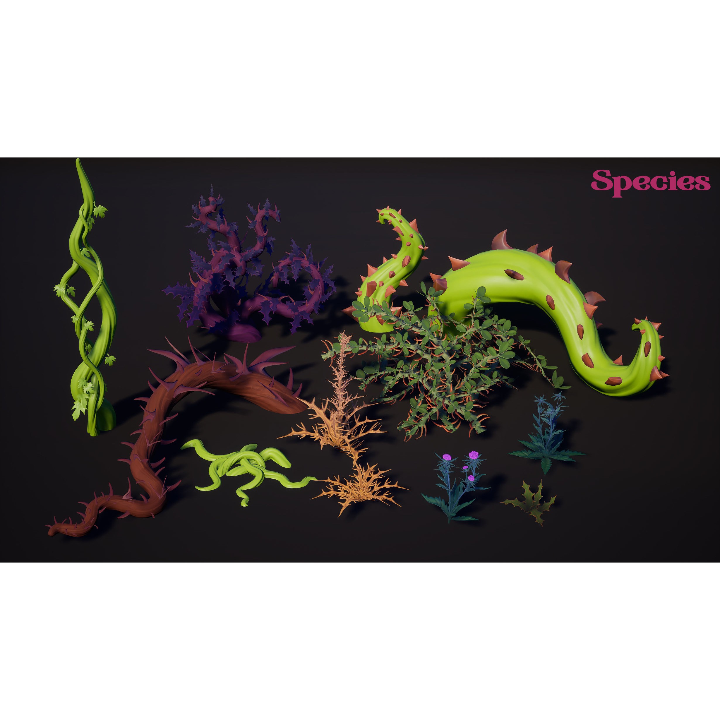 Spiky Plants Pack - Low-Poly Game-Ready 3D Model - View 5