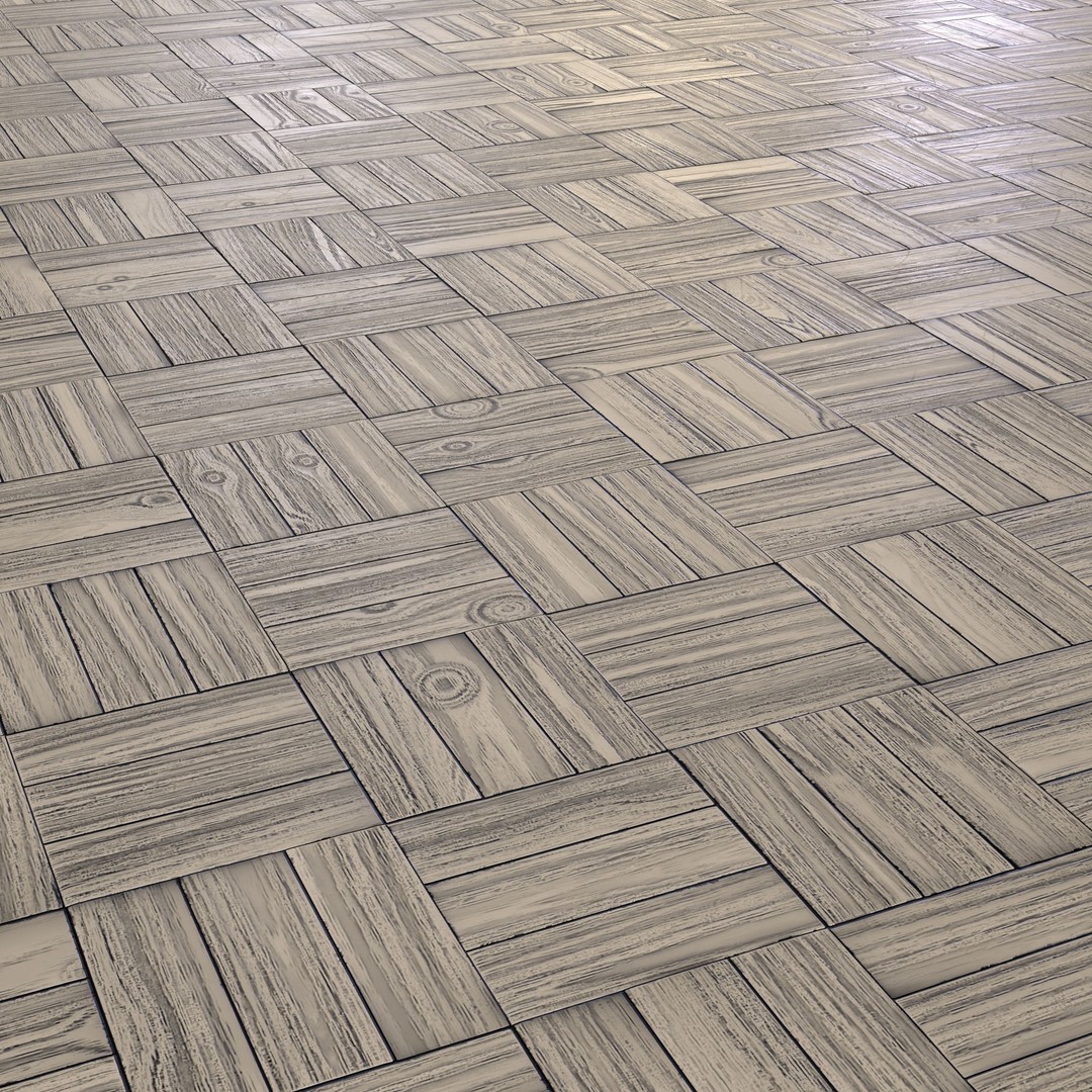 Wooden Parquet Tile PBR Texture 3D Model – 4 Colors, Game Ready - View 10