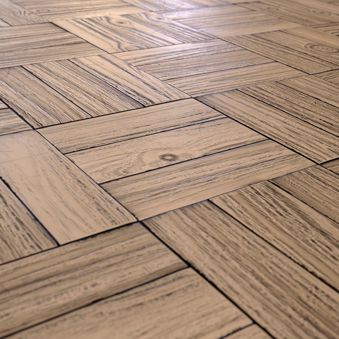 Wooden Parquet Tile PBR Texture 3D Model – 4 Colors, Game Ready - View 13