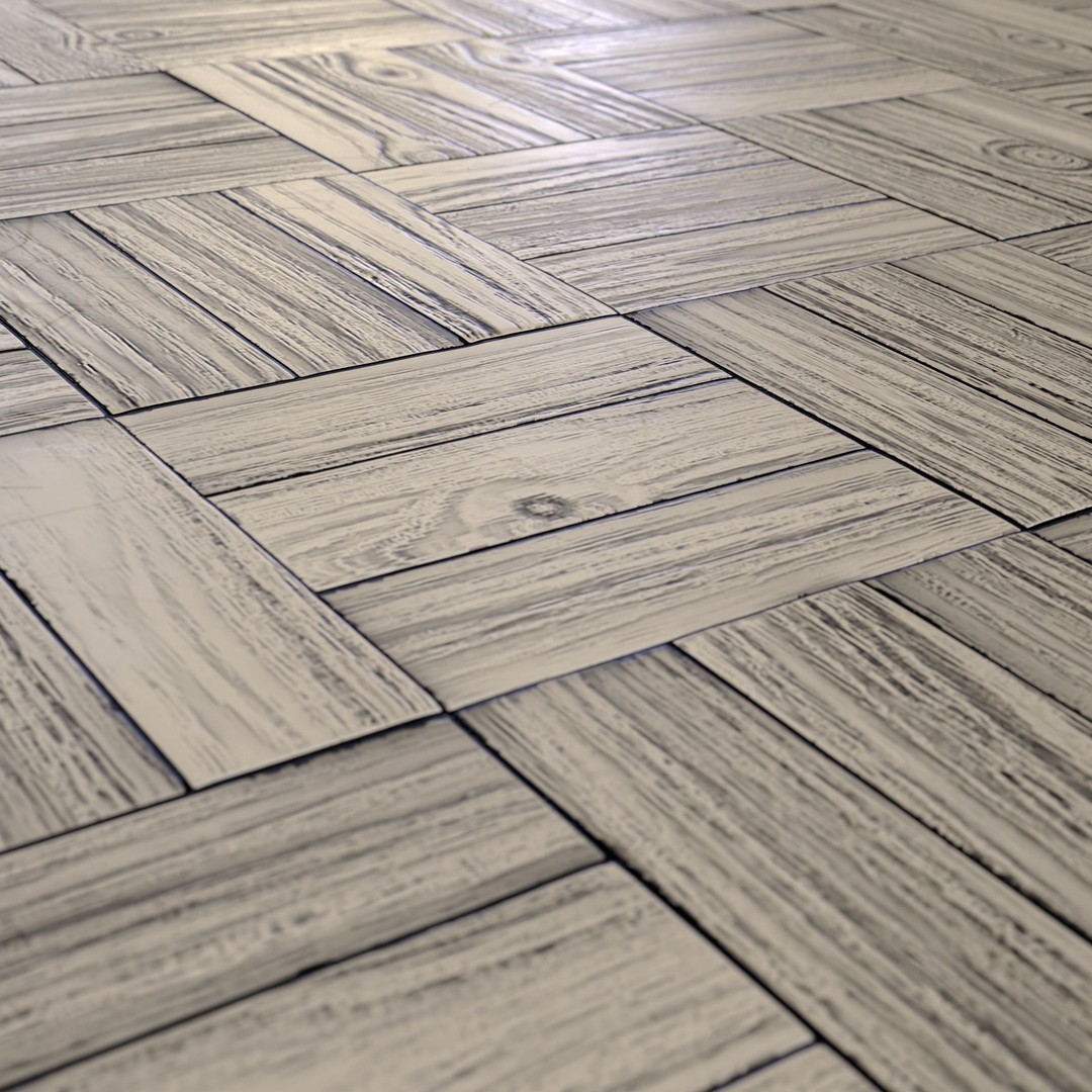 Wooden Parquet Tile PBR Texture 3D Model – 4 Colors, Game Ready - View 14