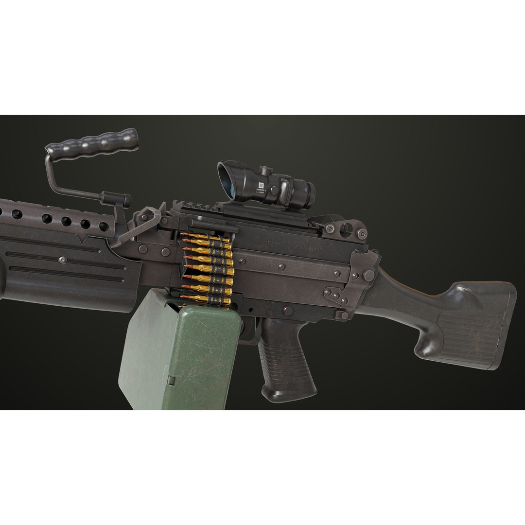 Machine Gun 12 3D Model – Low Poly PBR Game Asset, FBX - View 10