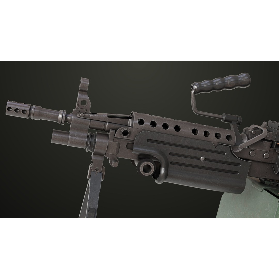 Machine Gun 12 3D Model – Low Poly PBR Game Asset, FBX - View 11