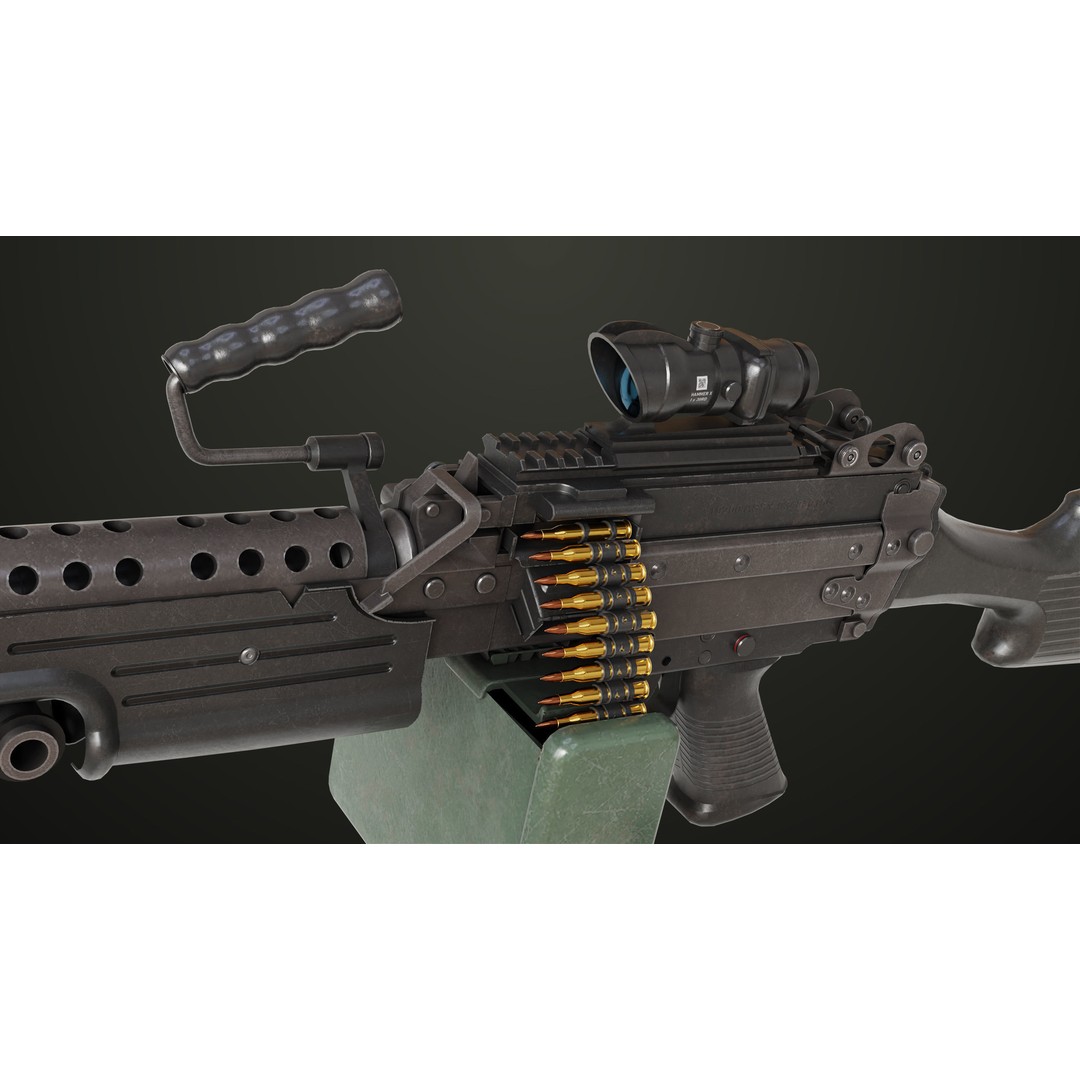 Machine Gun 12 3D Model – Low Poly PBR Game Asset, FBX - View 12