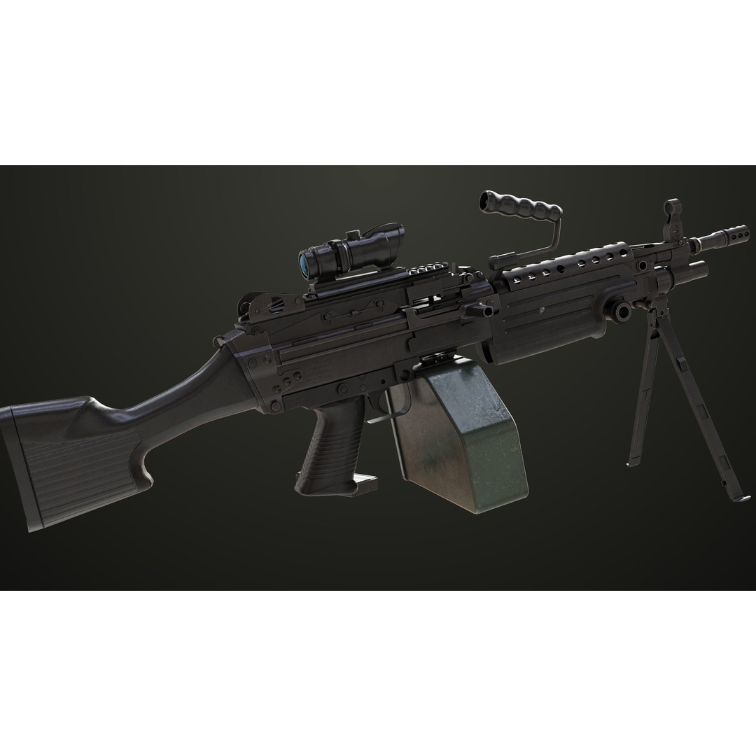 Machine Gun 12 3D Model – Low Poly PBR Game Asset, FBX - View 13