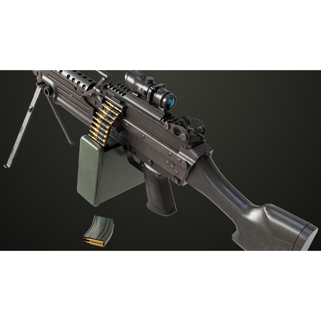 Machine Gun 12 3D Model – Low Poly PBR Game Asset, FBX - View 14