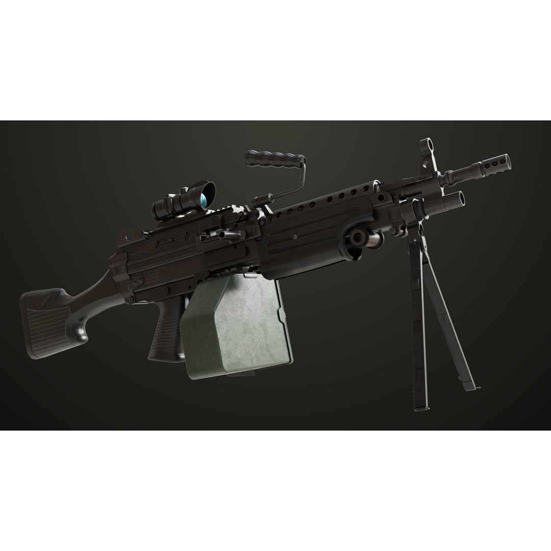 Machine Gun 12 3D Model – Low Poly PBR Game Asset, FBX - View 15