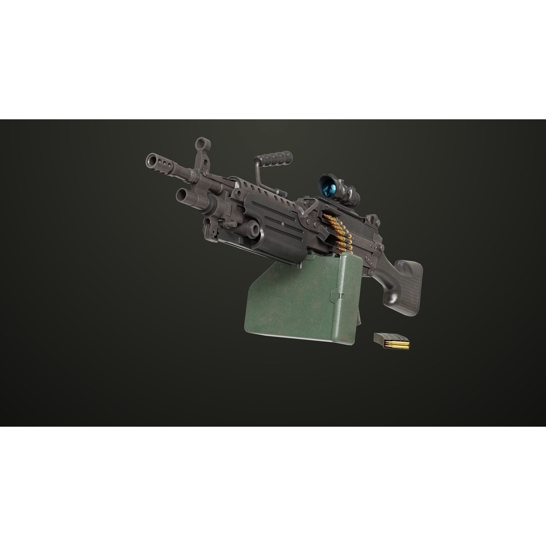 Machine Gun 12 3D Model – Low Poly PBR Game Asset, FBX - View 16