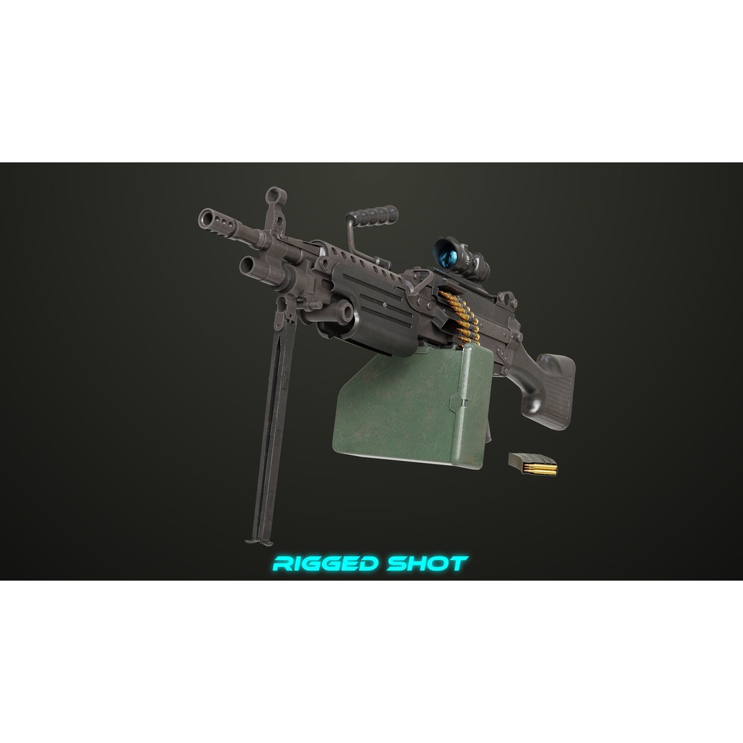Machine Gun 12 3D Model – Low Poly PBR Game Asset, FBX - View 17