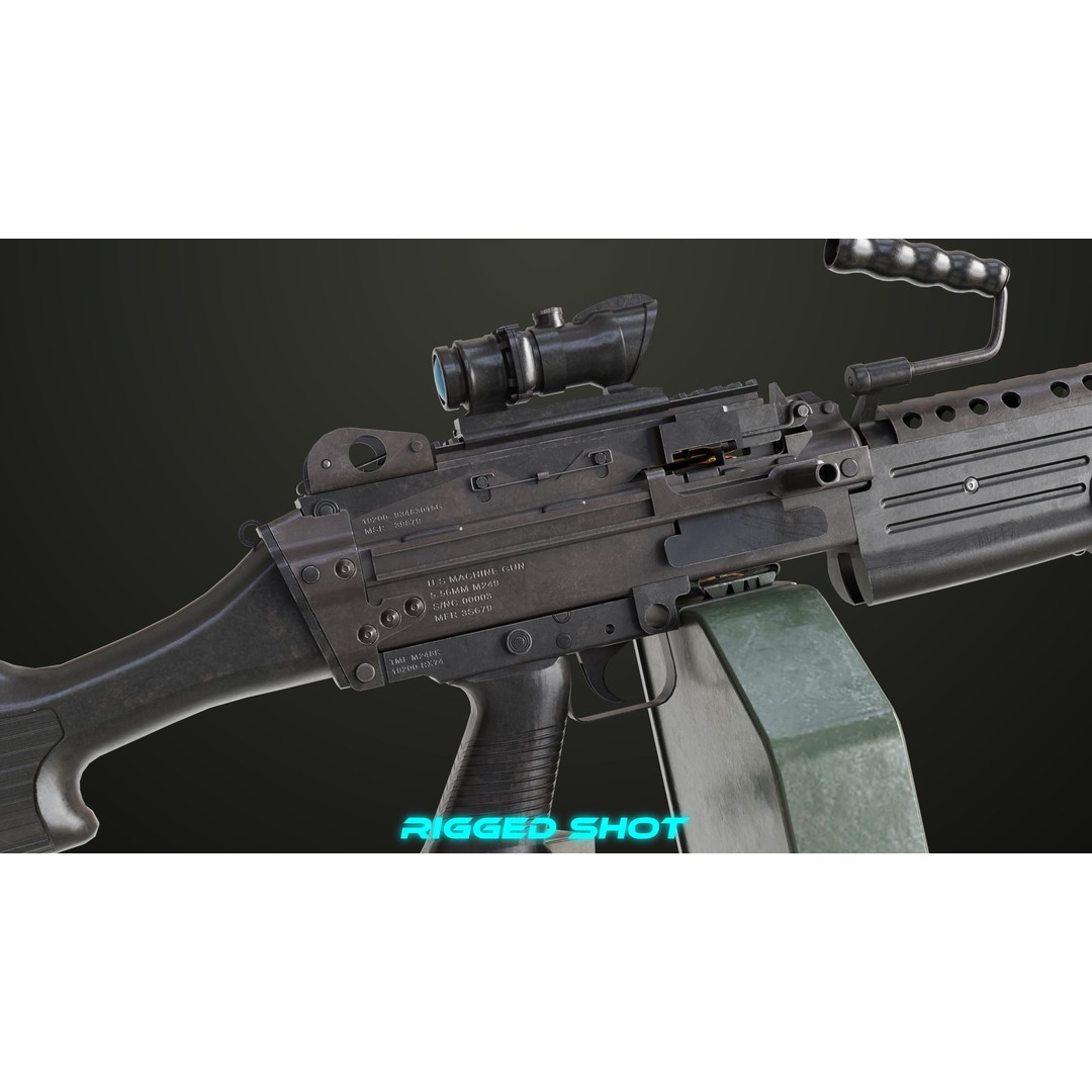 Machine Gun 12 3D Model – Low Poly PBR Game Asset, FBX - View 19