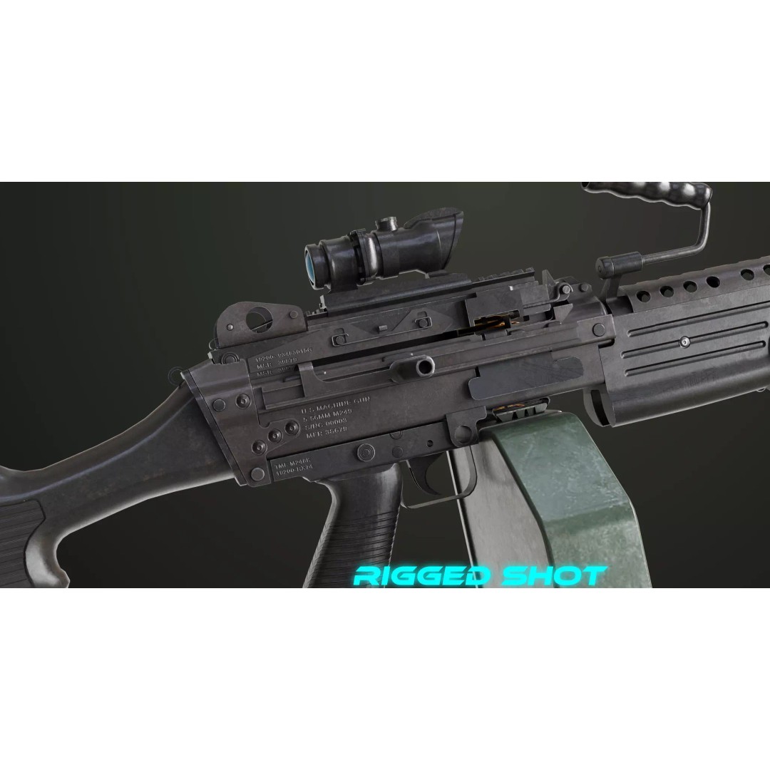 Machine Gun 12 3D Model – Low Poly PBR Game Asset, FBX - View 20