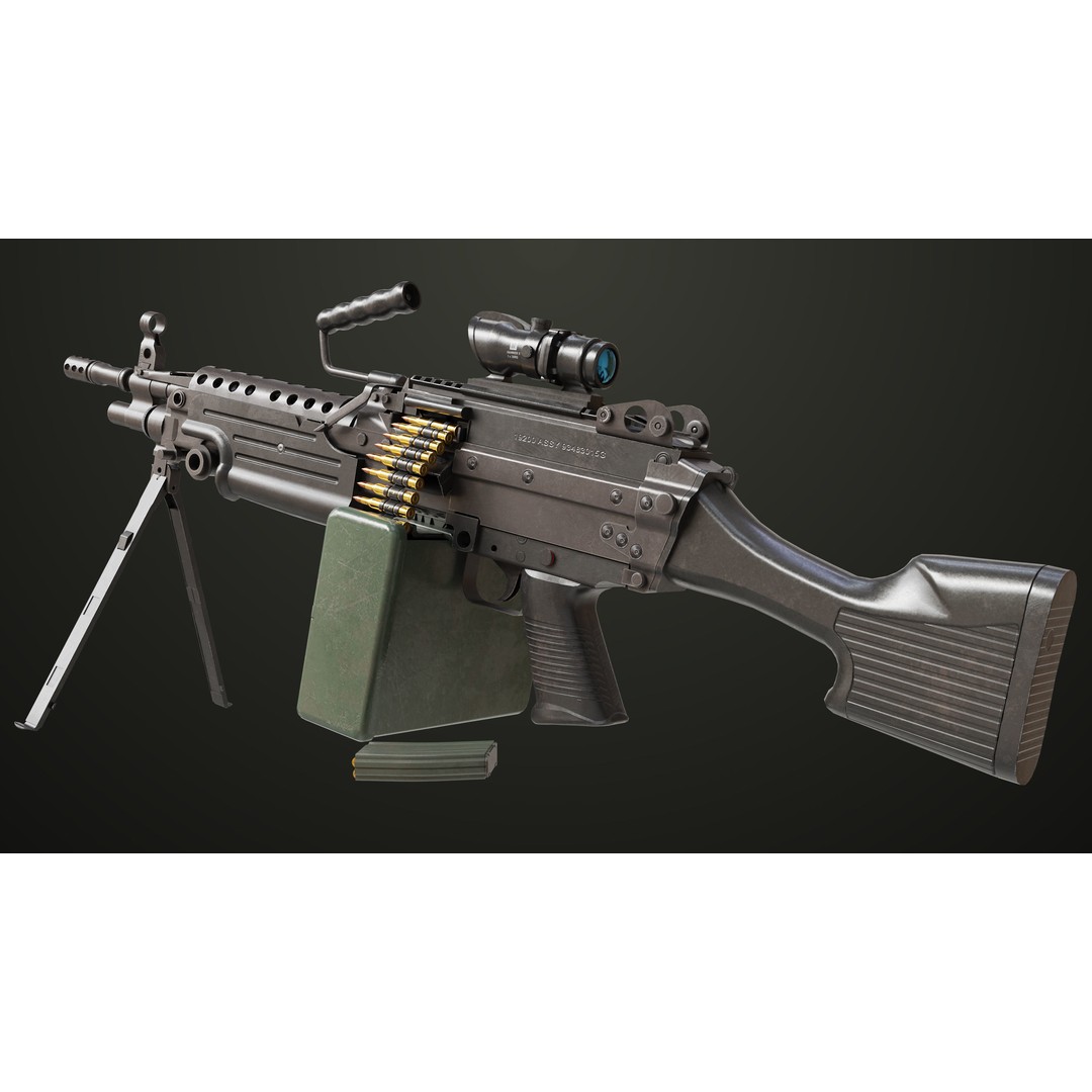 Machine Gun 12 3D Model – Low Poly PBR Game Asset, FBX - View 27