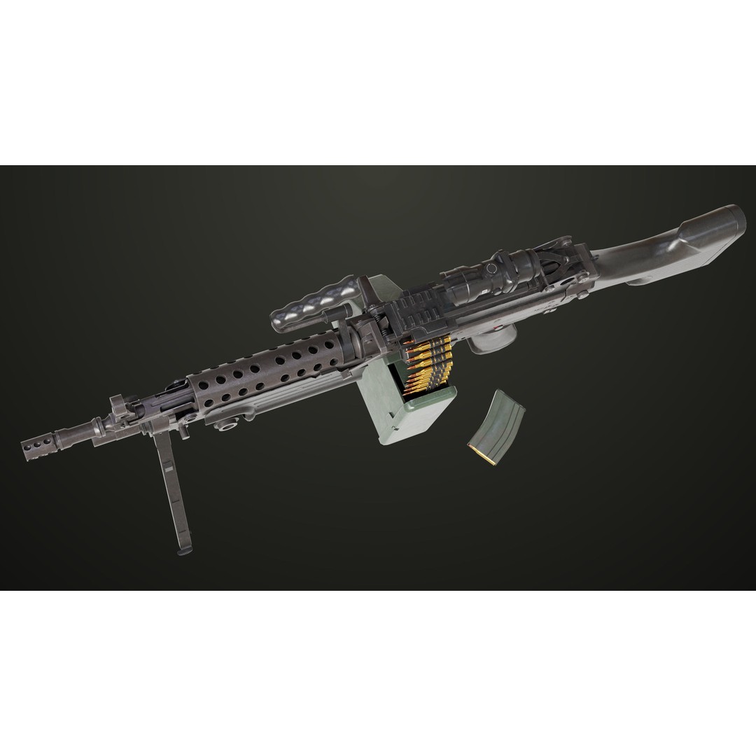 Machine Gun 12 3D Model – Low Poly PBR Game Asset, FBX - View 28