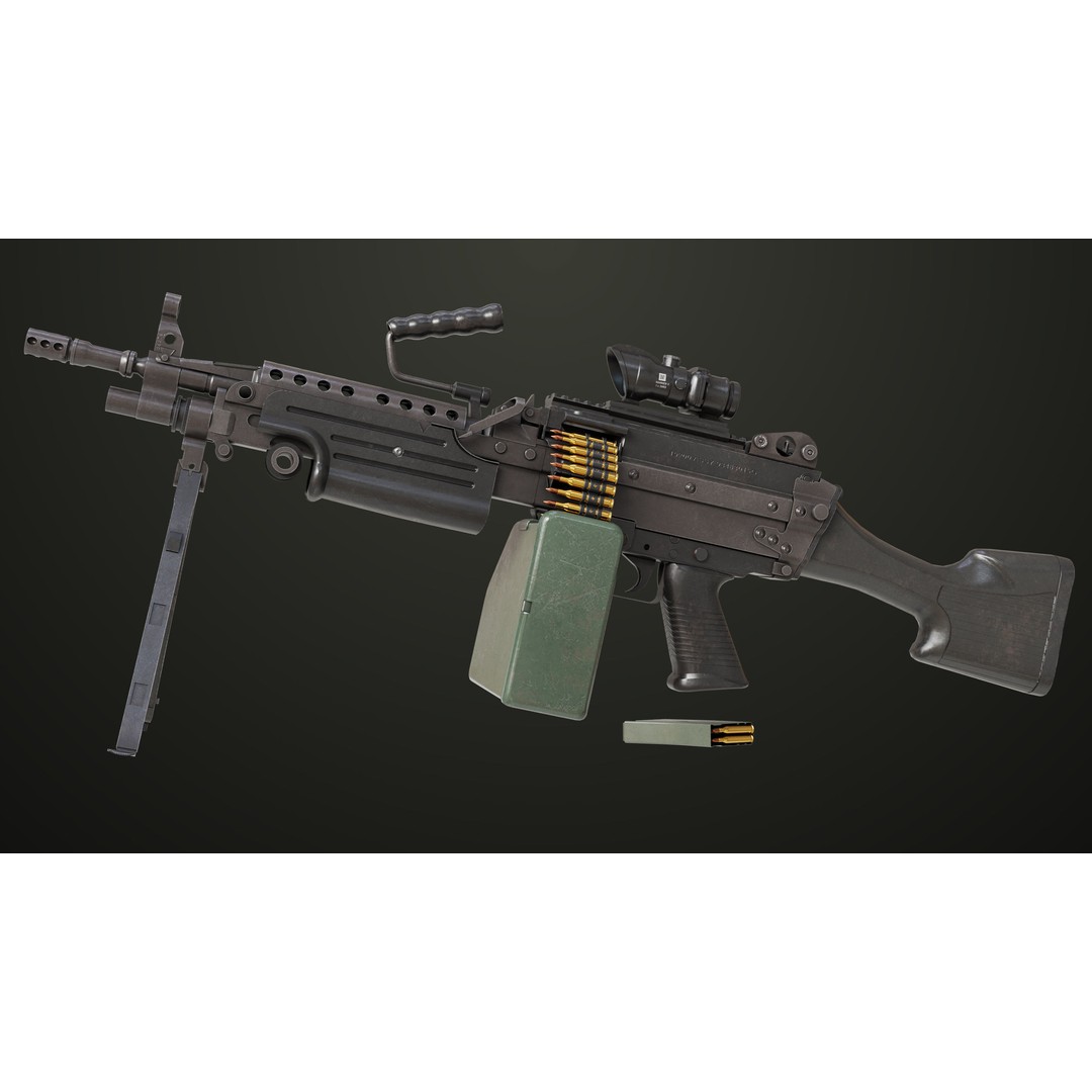 Machine Gun 12 3D Model – Low Poly PBR Game Asset, FBX - View 3