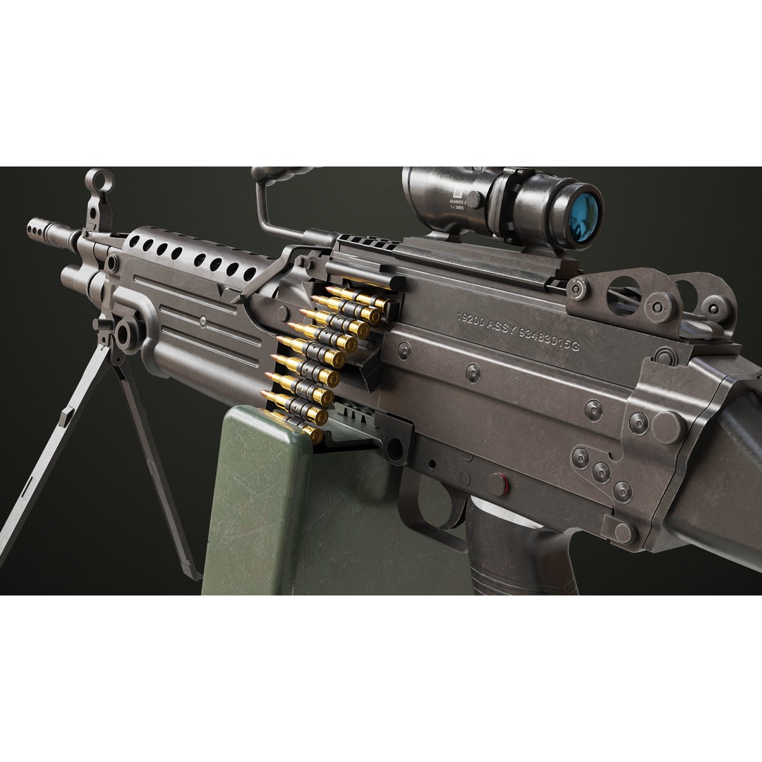 Machine Gun 12 3D Model – Low Poly PBR Game Asset, FBX - View 30