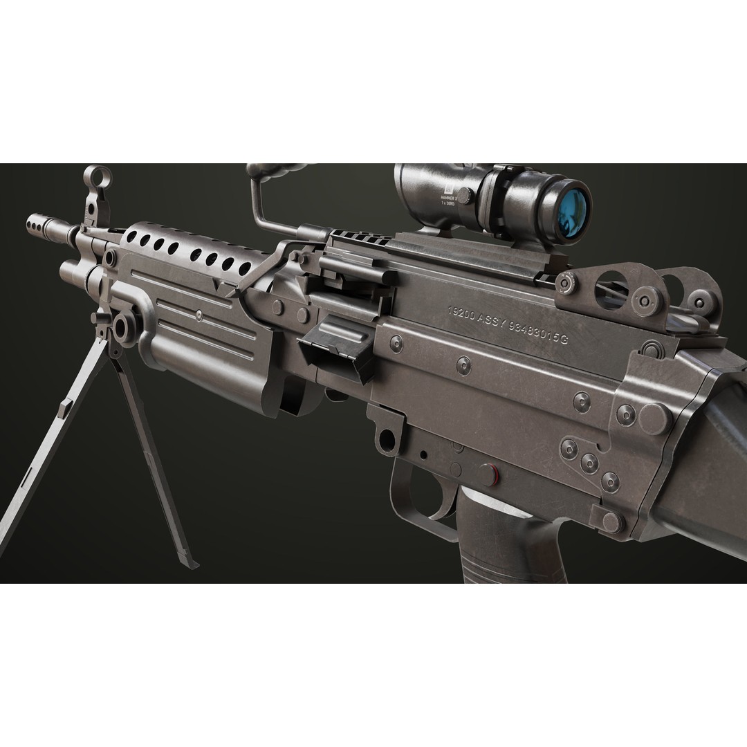 Machine Gun 12 3D Model – Low Poly PBR Game Asset, FBX - View 31