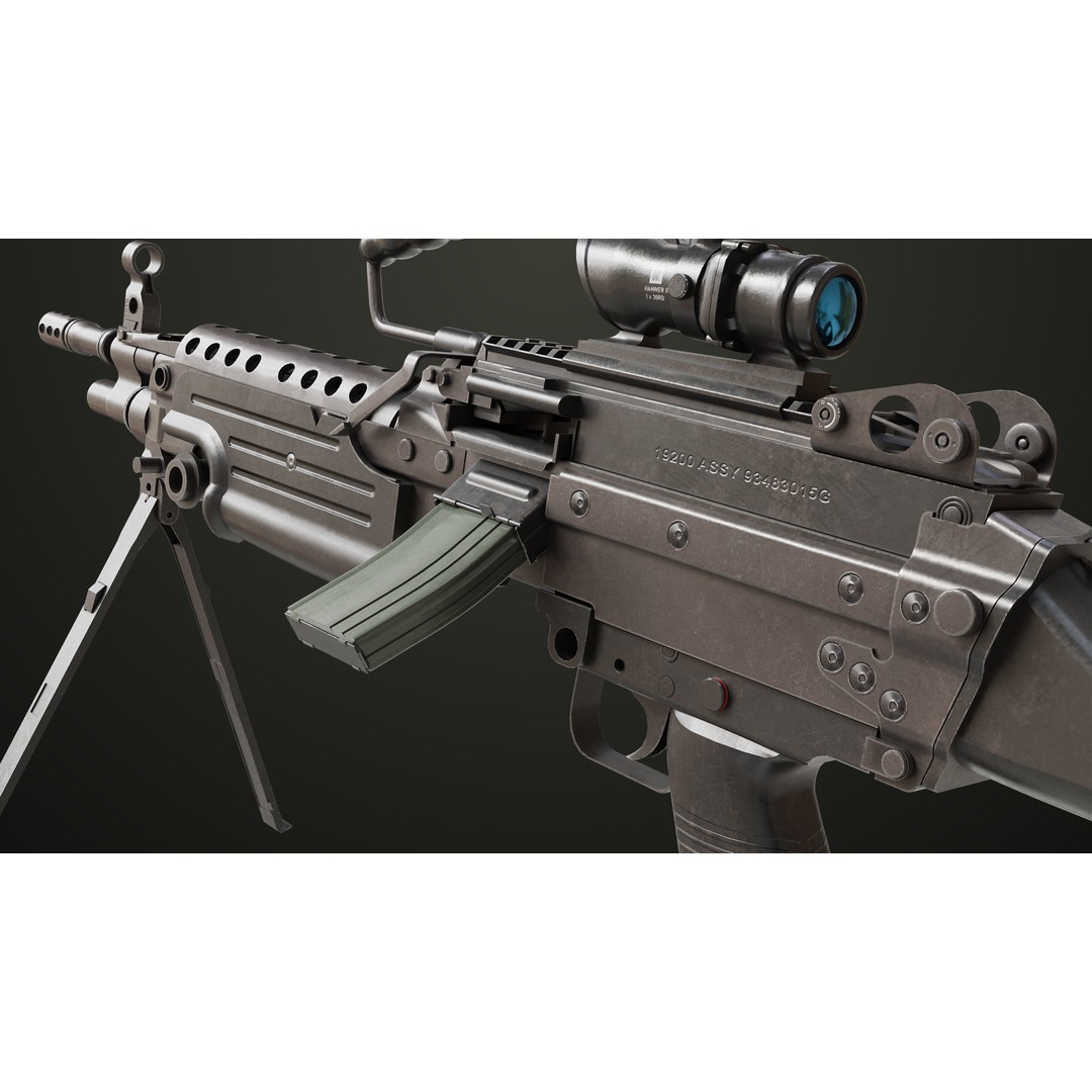 Machine Gun 12 3D Model – Low Poly PBR Game Asset, FBX - View 32