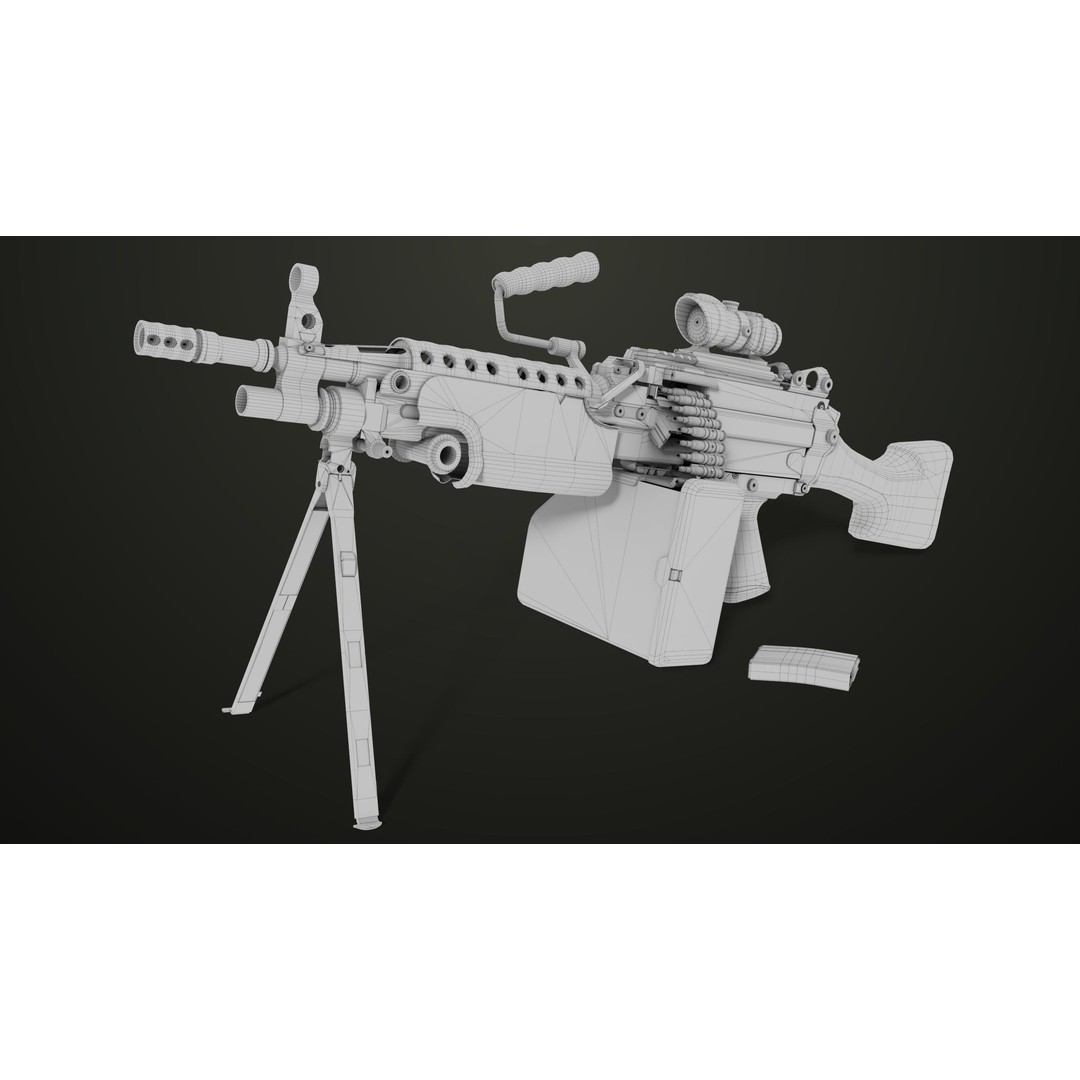 Machine Gun 12 3D Model – Low Poly PBR Game Asset, FBX - View 34