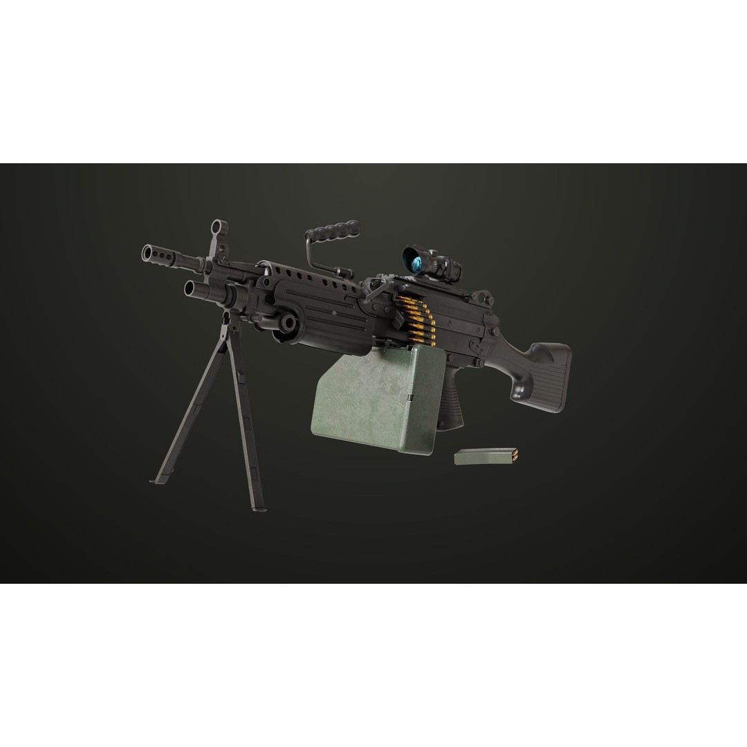 Machine Gun 12 3D Model – Low Poly PBR Game Asset, FBX - View 4