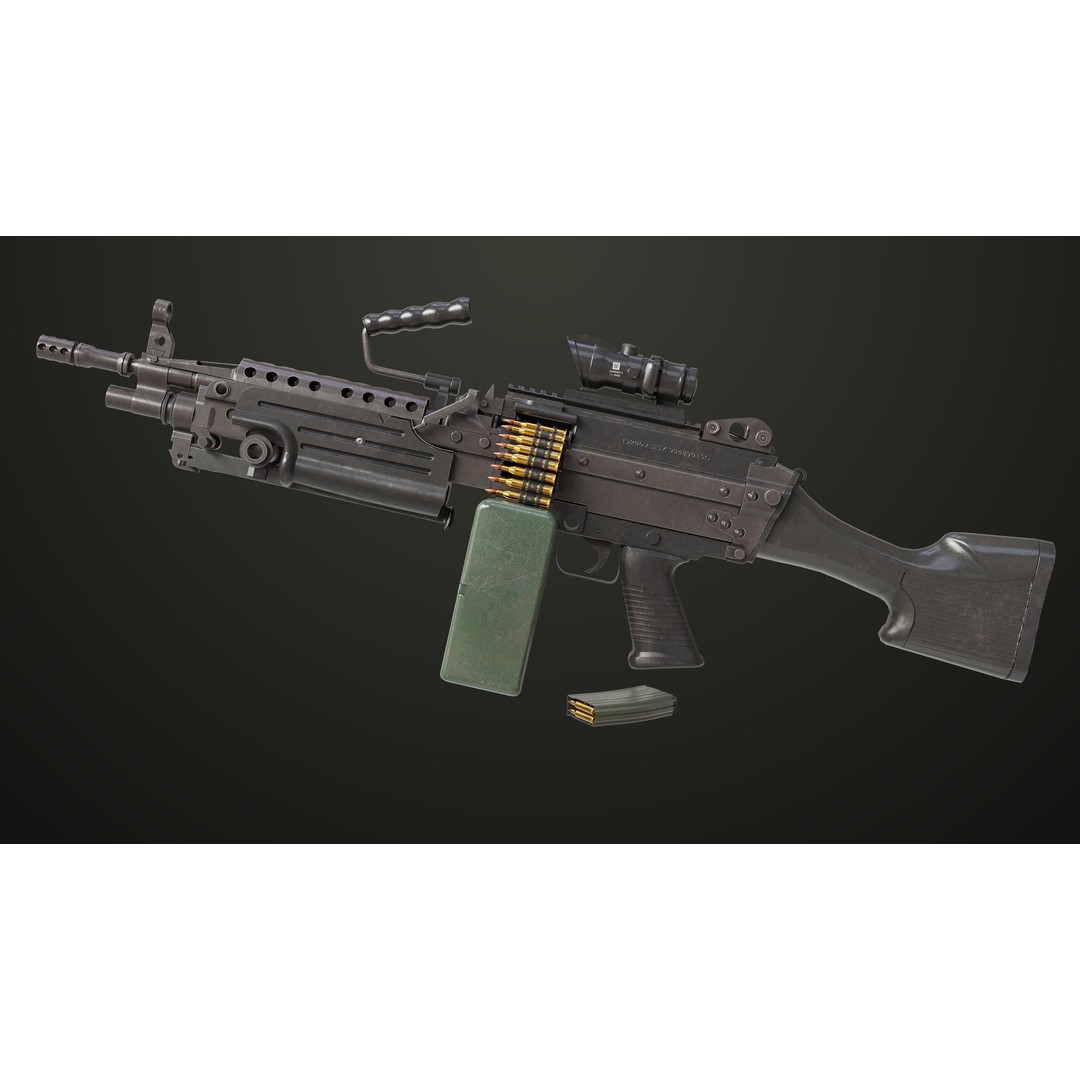 Machine Gun 12 3D Model – Low Poly PBR Game Asset, FBX - View 6
