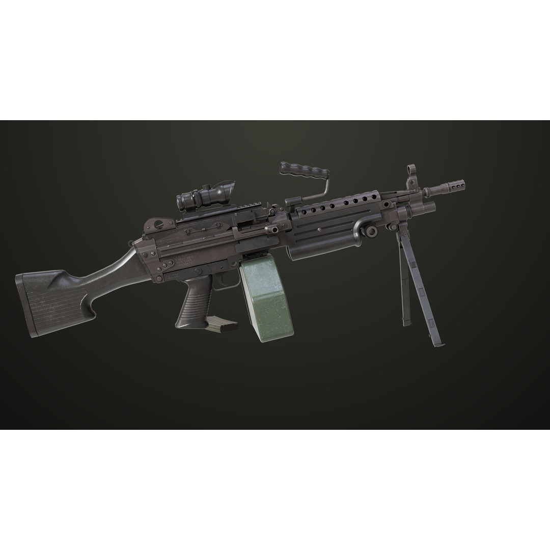 Machine Gun 12 3D Model – Low Poly PBR Game Asset, FBX - View 7