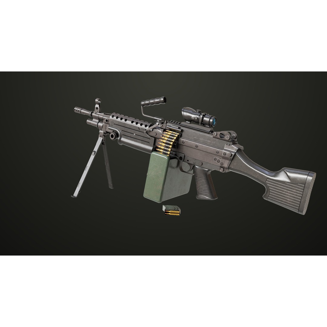 Machine Gun 12 3D Model – Low Poly PBR Game Asset, FBX - View 9