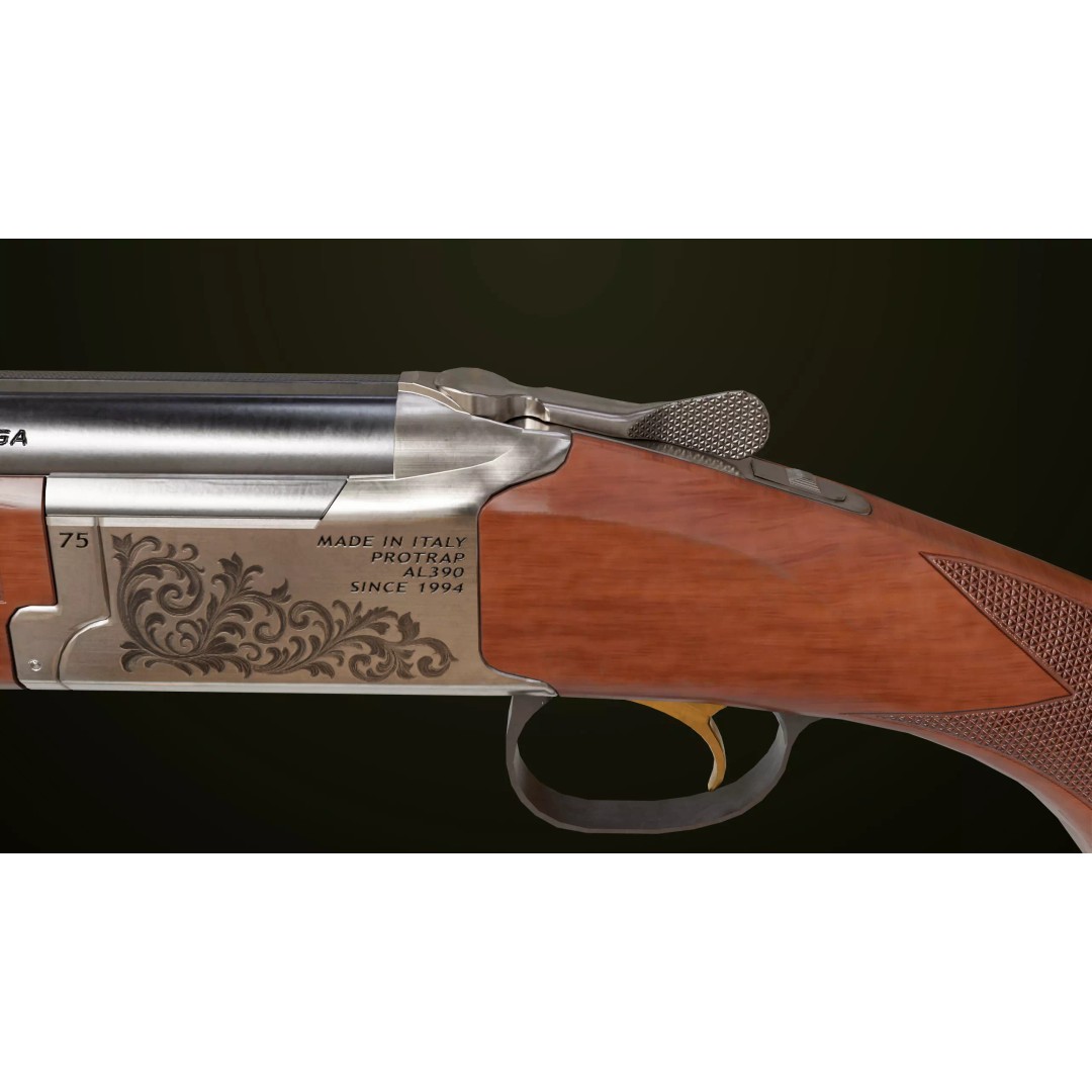 Double Barrel Shotgun 3D Model – Low Poly Game Asset, PBR Textures - View 11