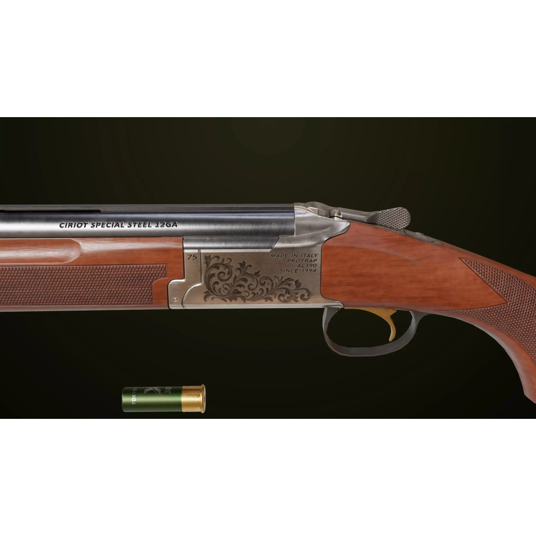 Double Barrel Shotgun 3D Model – Low Poly Game Asset, PBR Textures - View 13