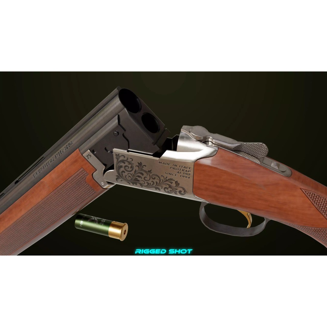 Double Barrel Shotgun 3D Model – Low Poly Game Asset, PBR Textures - View 14