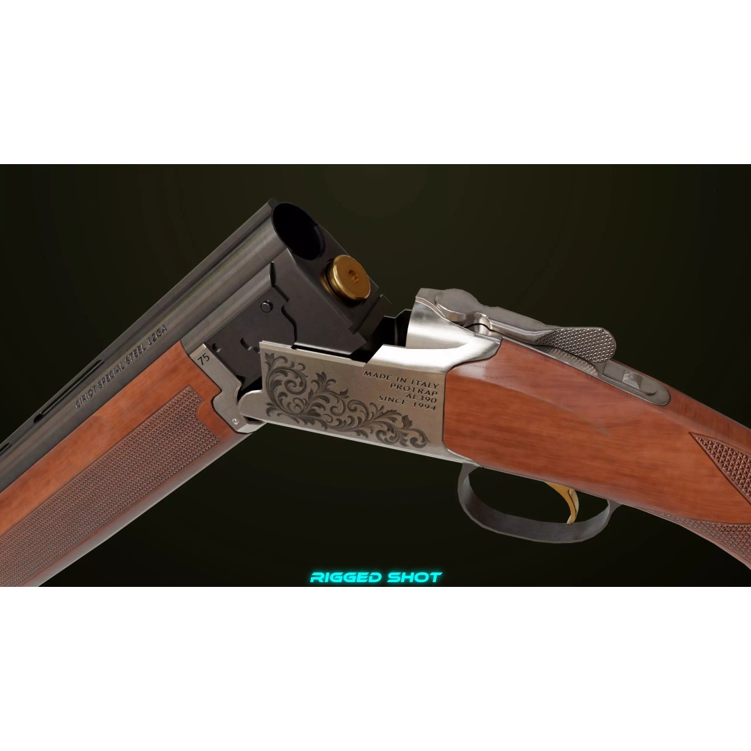 Double Barrel Shotgun 3D Model – Low Poly Game Asset, PBR Textures - View 15