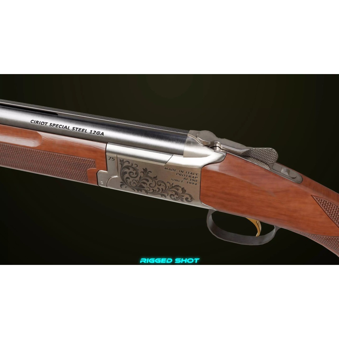 Double Barrel Shotgun 3D Model – Low Poly Game Asset, PBR Textures - View 16