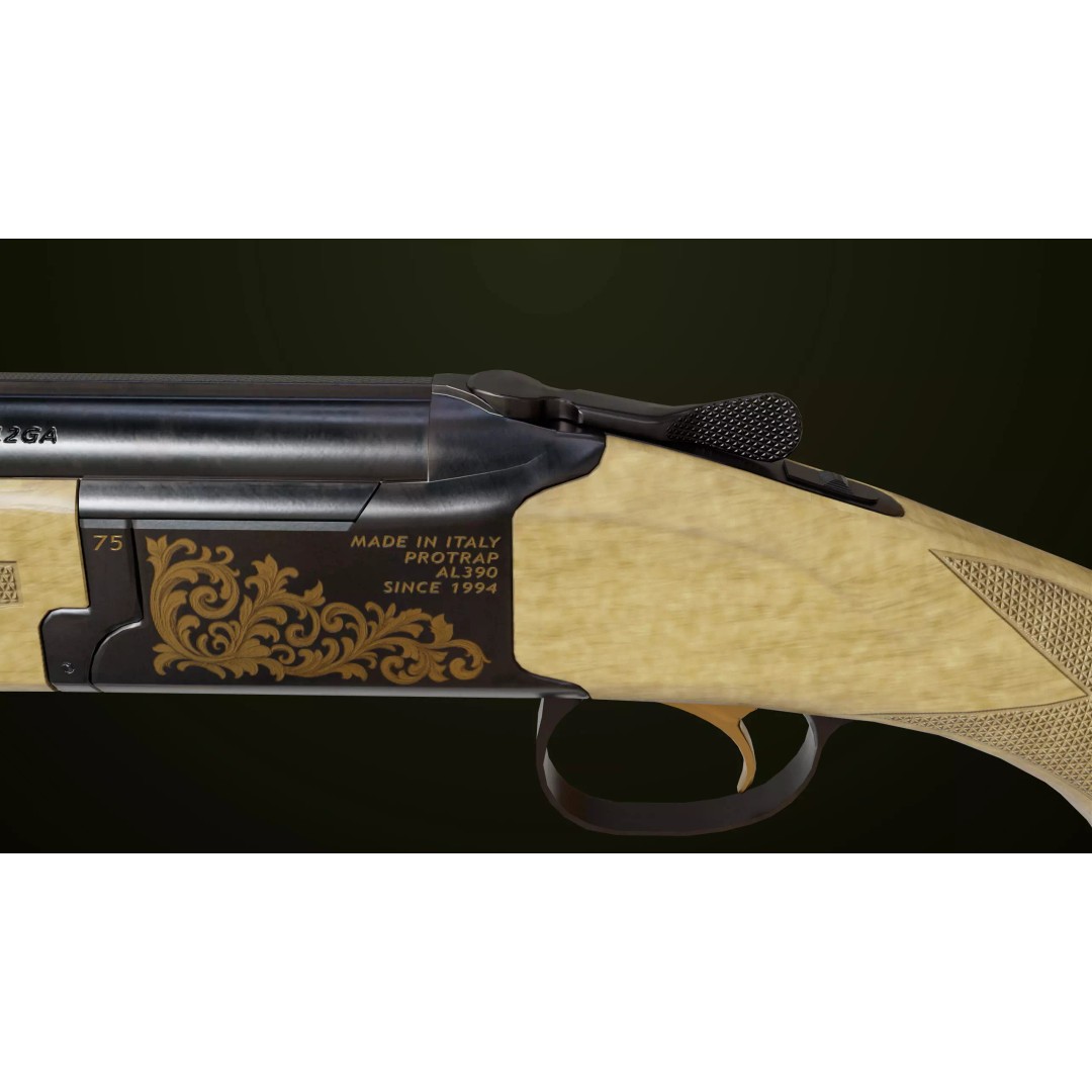 Double Barrel Shotgun 3D Model – Low Poly Game Asset, PBR Textures - View 21