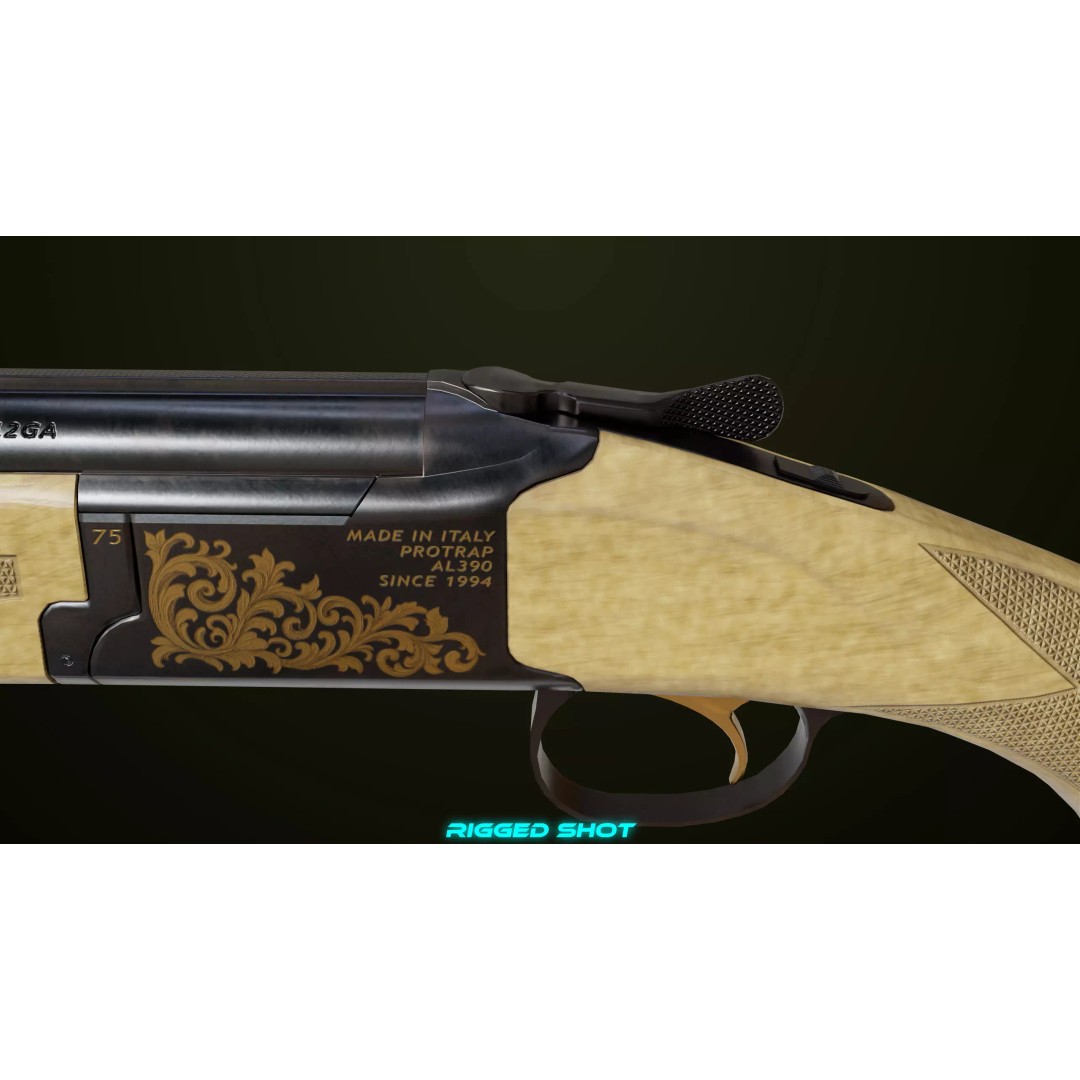 Double Barrel Shotgun 3D Model – Low Poly Game Asset, PBR Textures - View 22