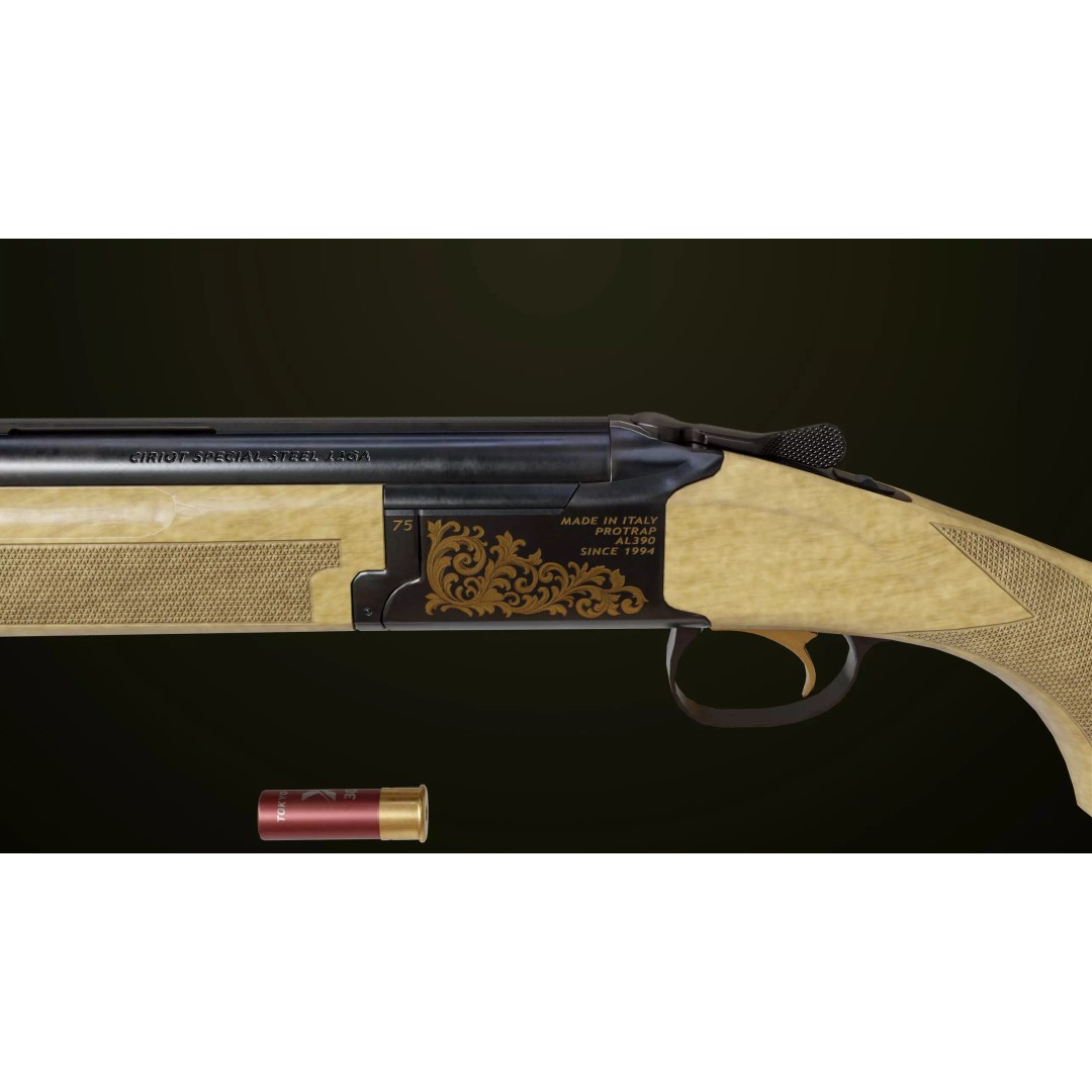 Double Barrel Shotgun 3D Model – Low Poly Game Asset, PBR Textures - View 23