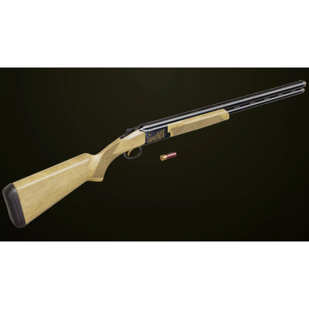 Double Barrel Shotgun 3D Model – Low Poly Game Asset, PBR Textures - View 28