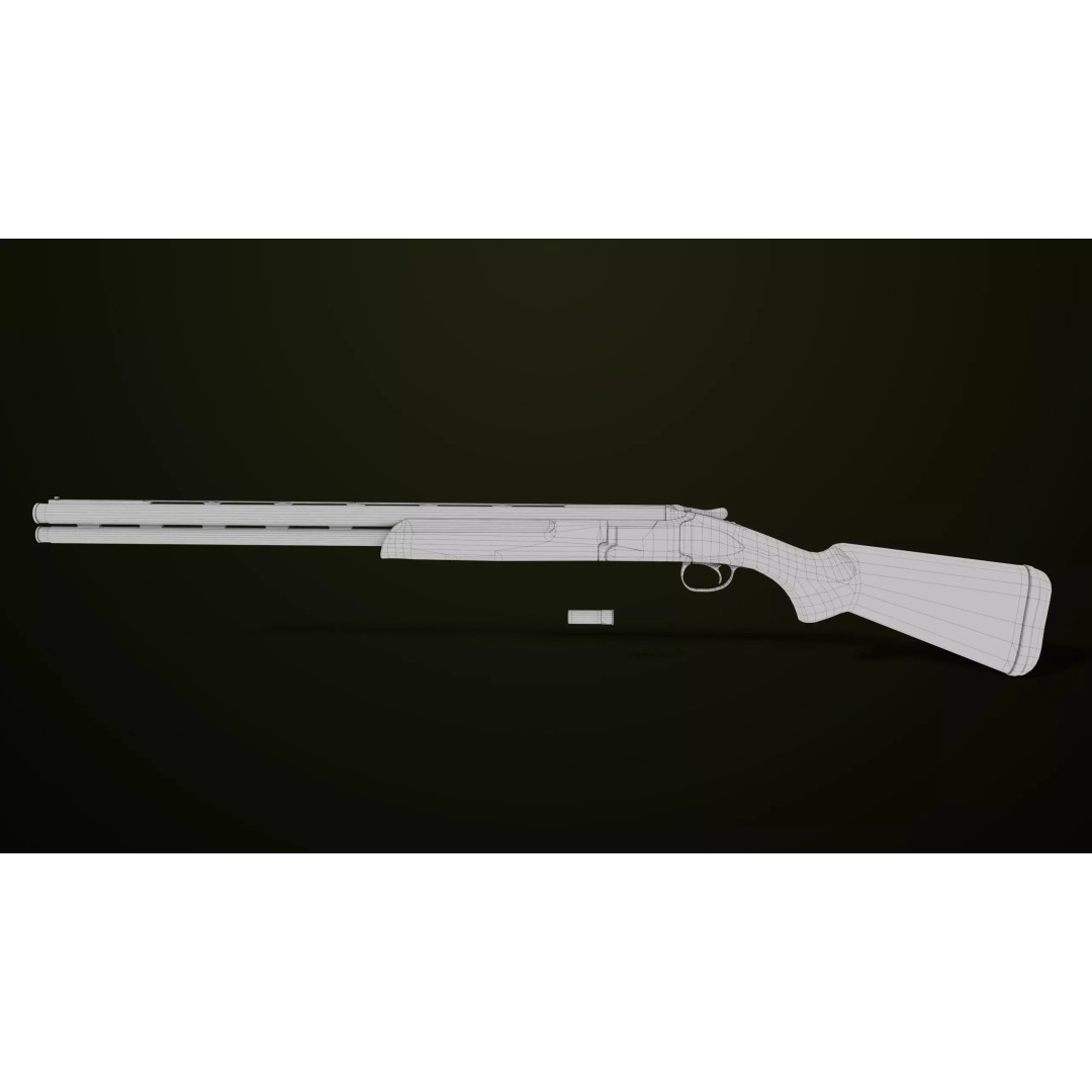 Double Barrel Shotgun 3D Model – Low Poly Game Asset, PBR Textures - View 29