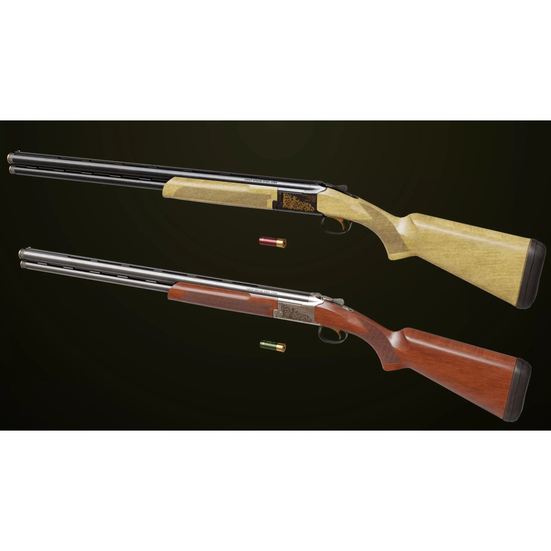 Double Barrel Shotgun 3D Model – Low Poly Game Asset, PBR Textures - View 3