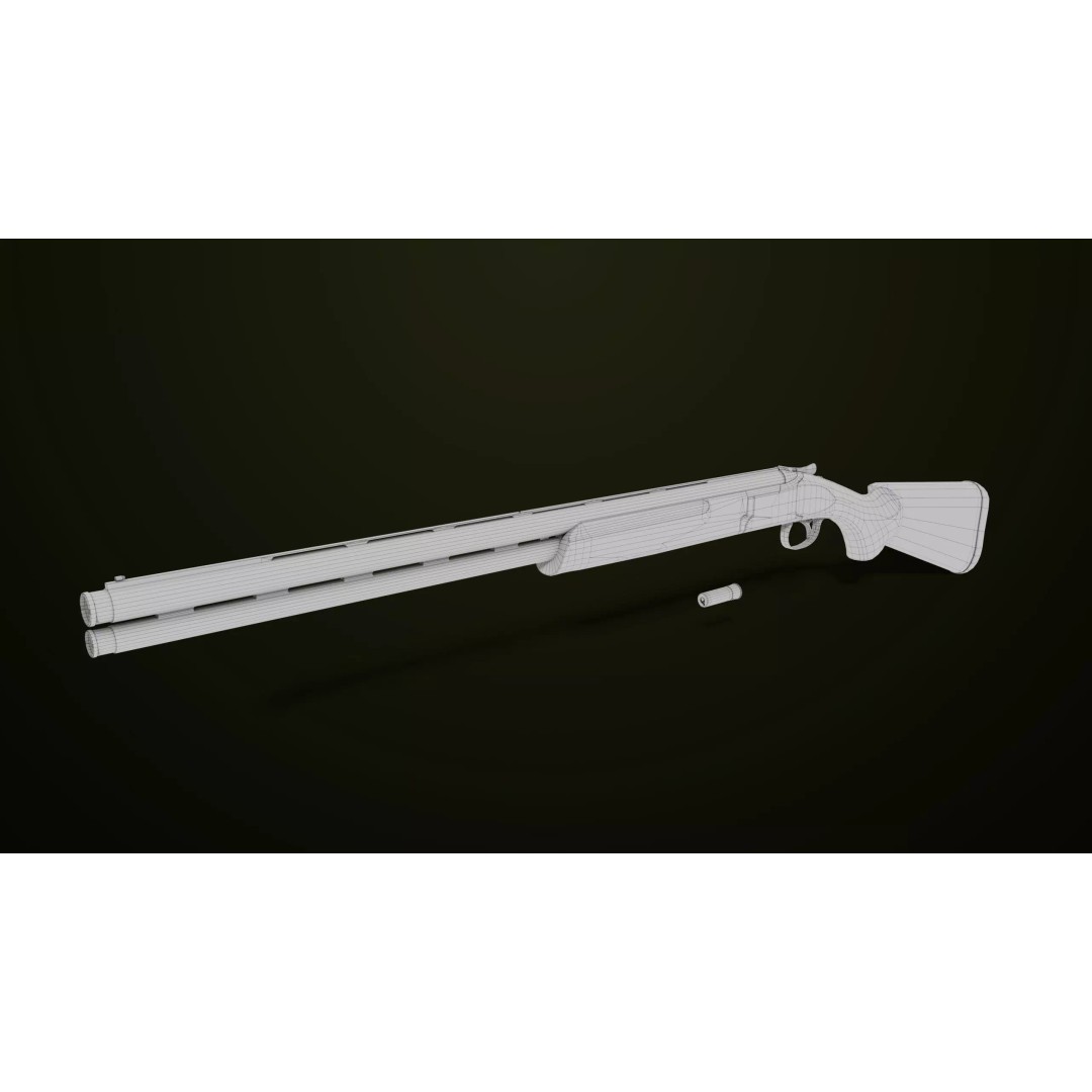 Double Barrel Shotgun 3D Model – Low Poly Game Asset, PBR Textures - View 30