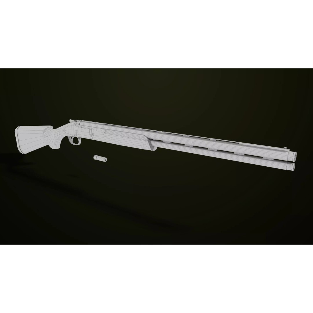 Double Barrel Shotgun 3D Model – Low Poly Game Asset, PBR Textures - View 31