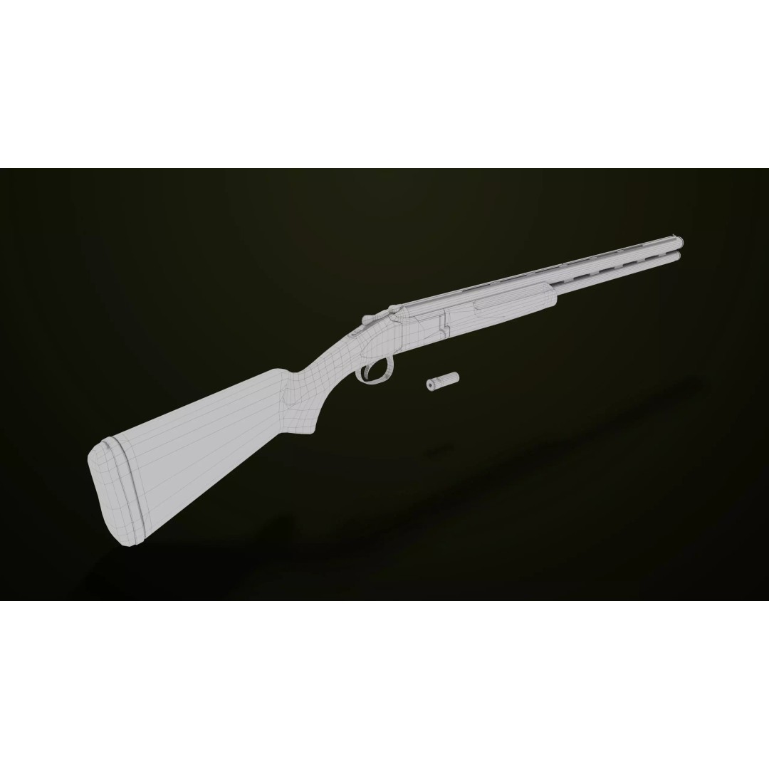 Double Barrel Shotgun 3D Model – Low Poly Game Asset, PBR Textures - View 33