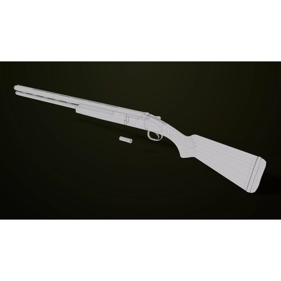 Double Barrel Shotgun 3D Model – Low Poly Game Asset, PBR Textures - View 34