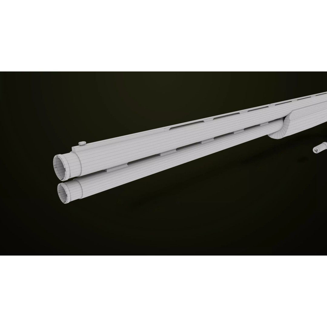 Double Barrel Shotgun 3D Model – Low Poly Game Asset, PBR Textures - View 35