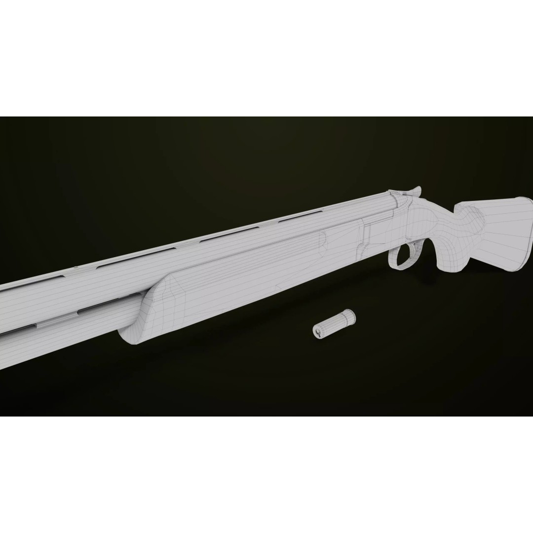Double Barrel Shotgun 3D Model – Low Poly Game Asset, PBR Textures - View 36